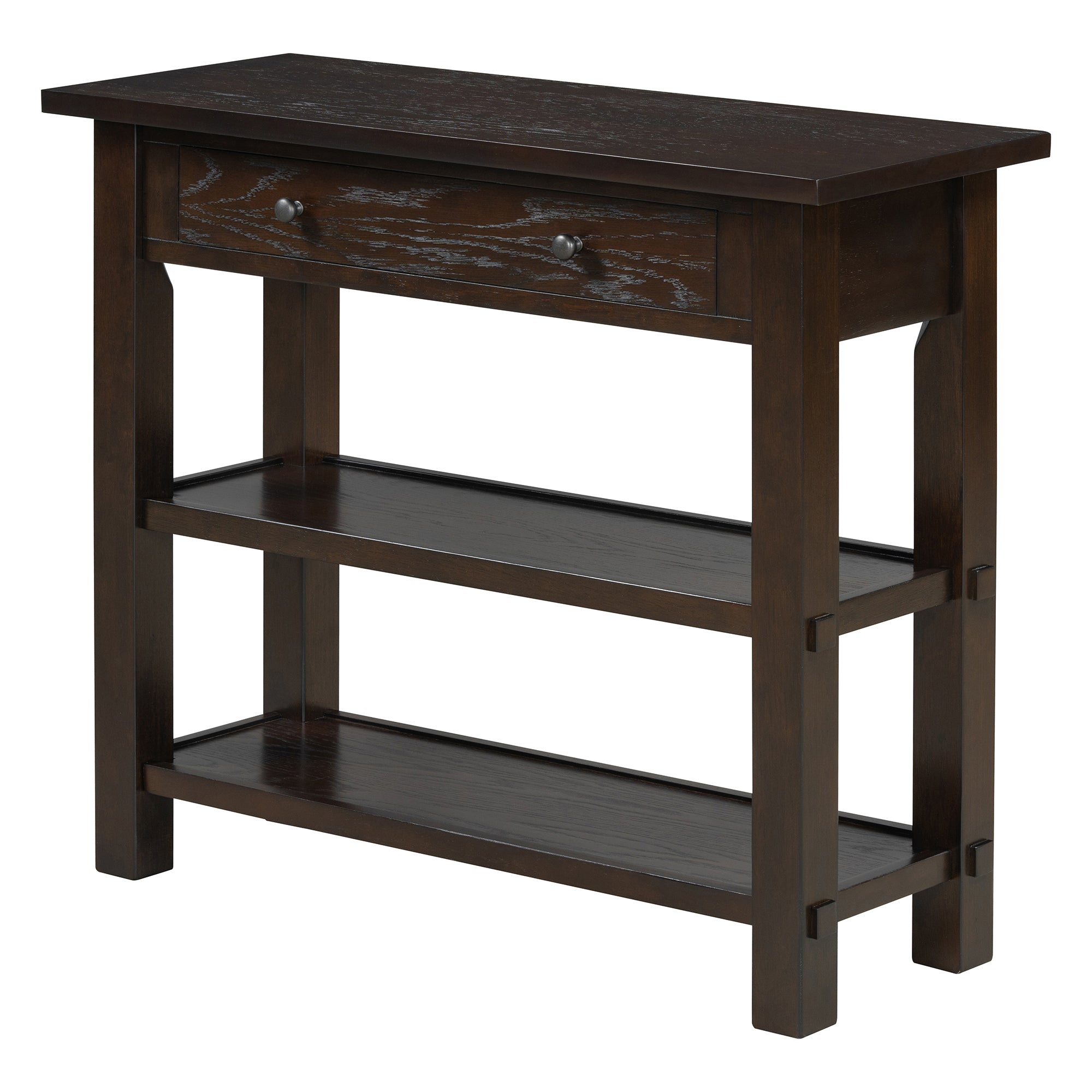 TREXM Retro Console Table with Drawer and Two Sturdy Shelves for Entryway, Living Room (Espresso)