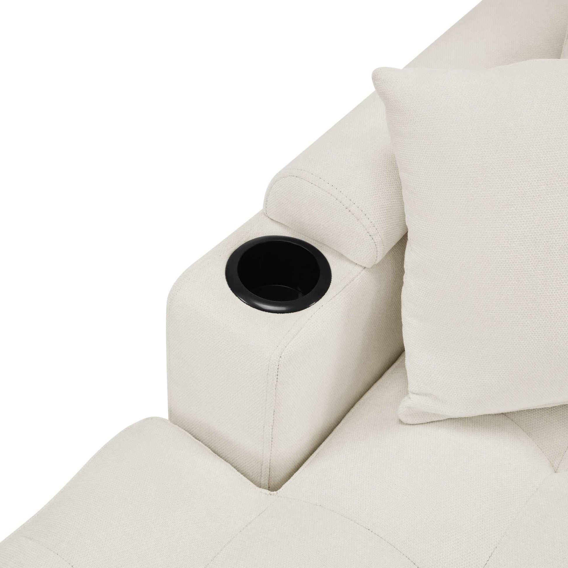 Modern U-shaped Sectional Sofa 115.7' with Built-in Cup Holders, Storage, USB Ports in Beige Chenille Fabric