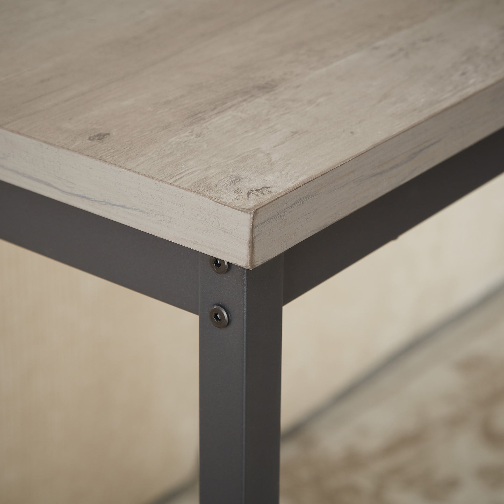 Long Bar Table Set with 3 PU Upholstered Bar Stools, Industrial Bar Table and Chairs for Kitchen Breakfast Table, Living Room, Banquet Hall, Rustic Gray and Black, 63″L x15.7"W x 37.5"H - Abrihome