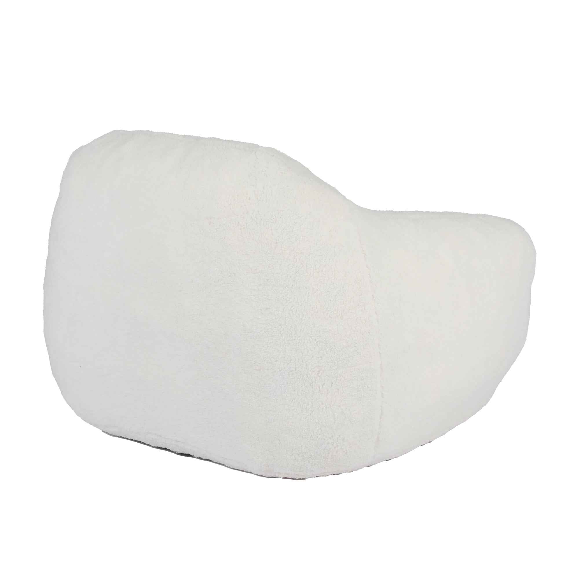 Giant Bean Bag Chair for Adults, Spacious Memory Foam Bean Bag Sofa with Armrests in Off White Teddy Fabric, Comfy Seating for Living Room or Bedroom