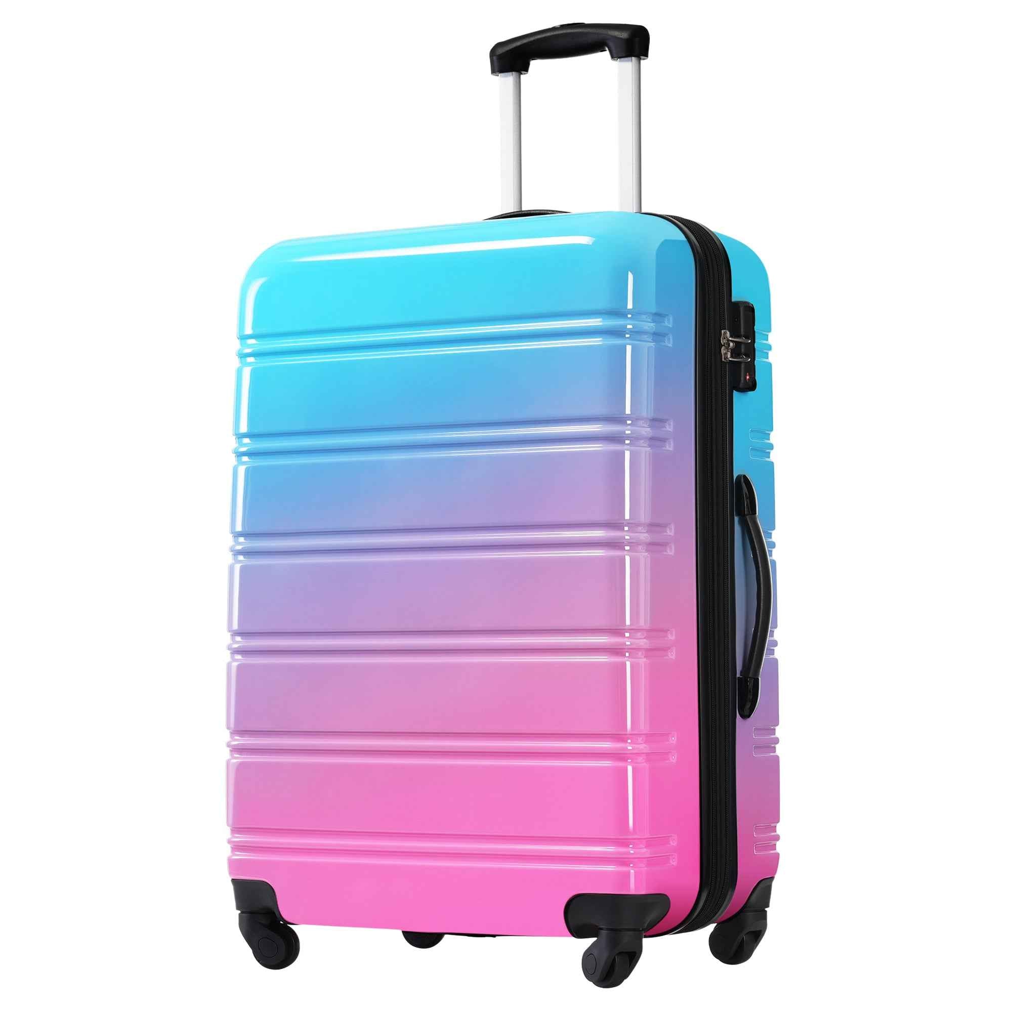Gradient Color Expandable Hardshell Luggage Sets with Spinner Wheels and TSA Lock, Lightweight 20' 24' 28', Blue and Red