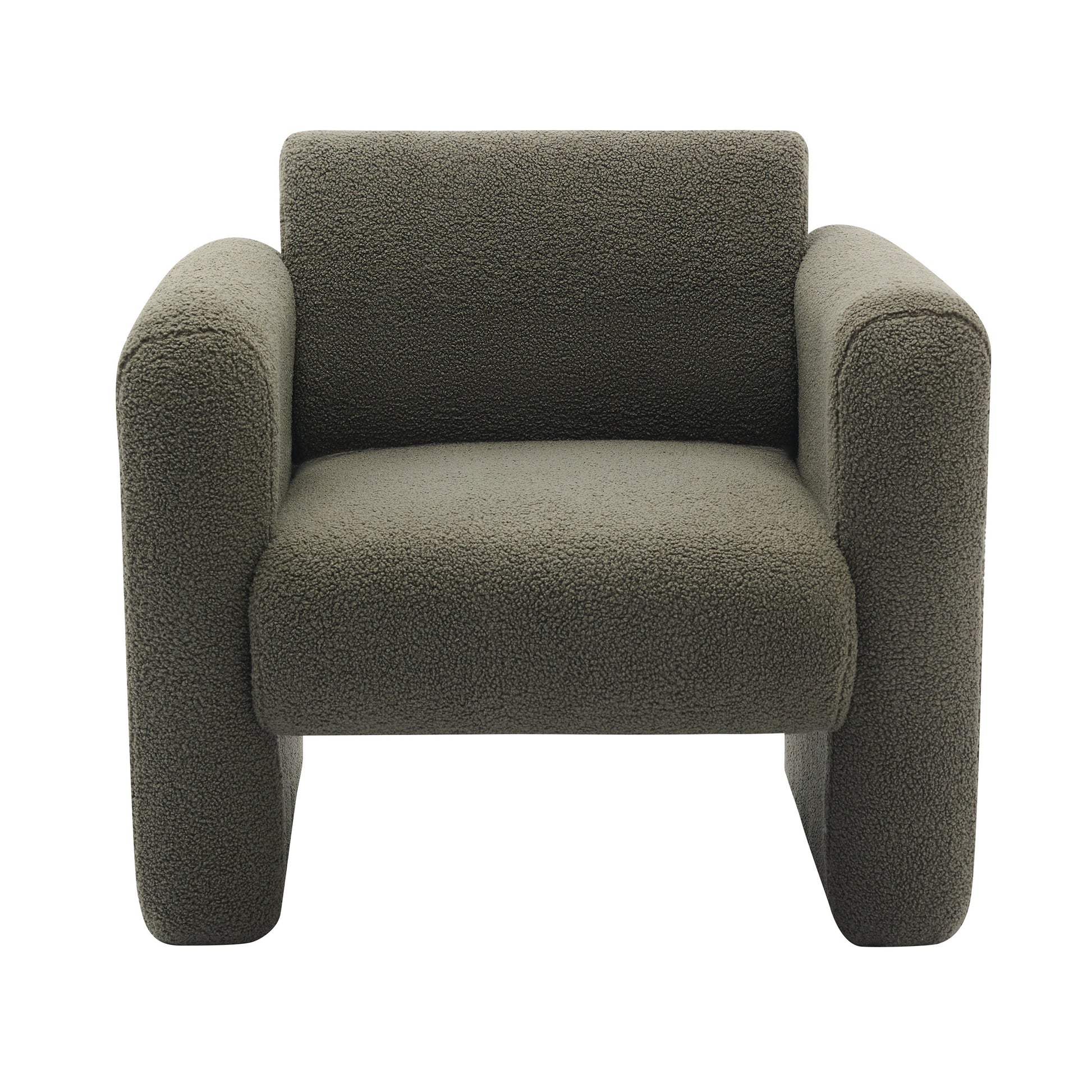 Modern Accent Chair Lambskin Sherpa Fabric Upholstered Comfy Reading Arm Chair Seaweed Green - Abrihome