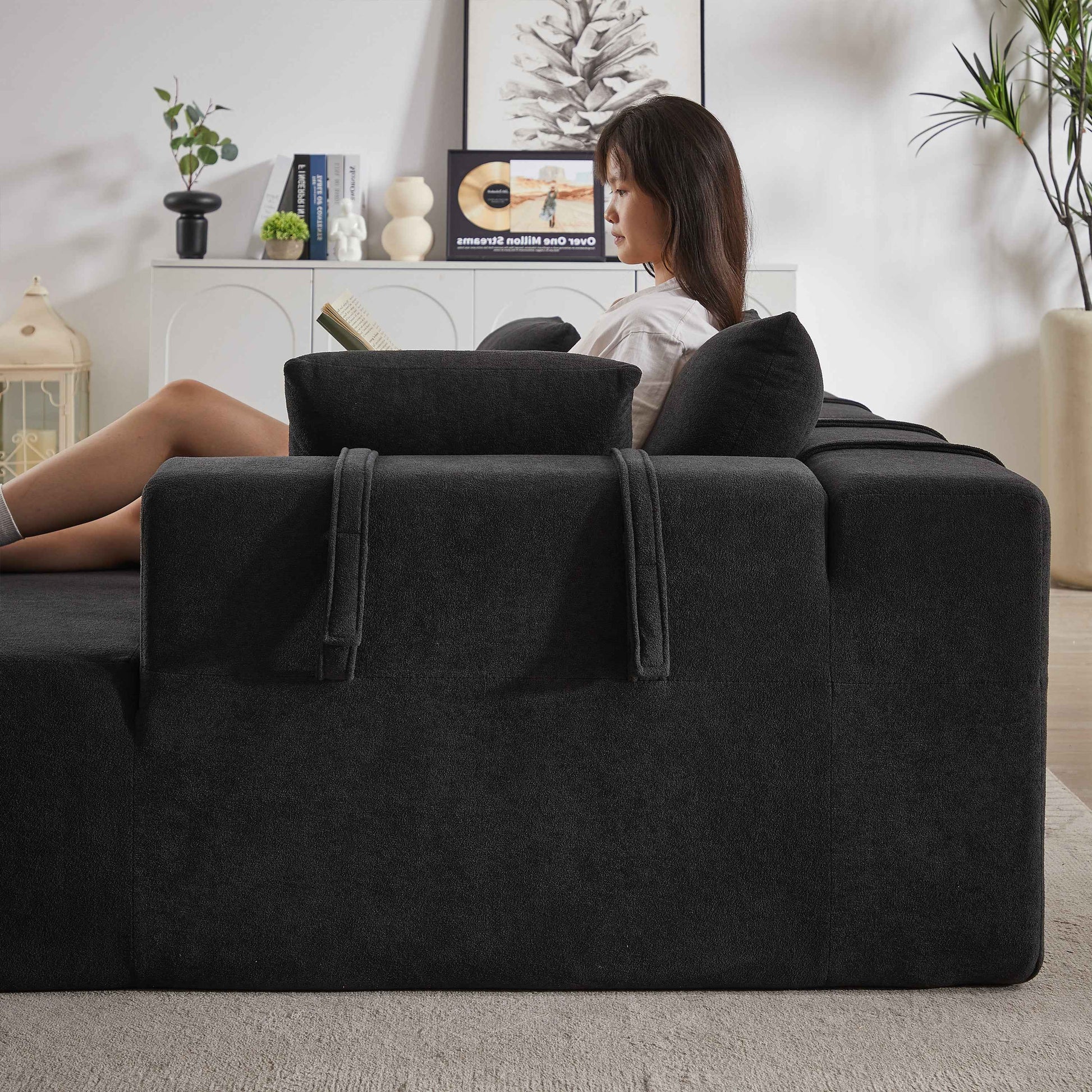 Modern Chenille Upholstered Sectional Sofa Couch Set,Modular 108' L Shaped Sectional Living Room Sofa Set With 6 Pillows,Free Combination Sofa Couch for Living Room,Bedroom(Right Chaise)W834P240010