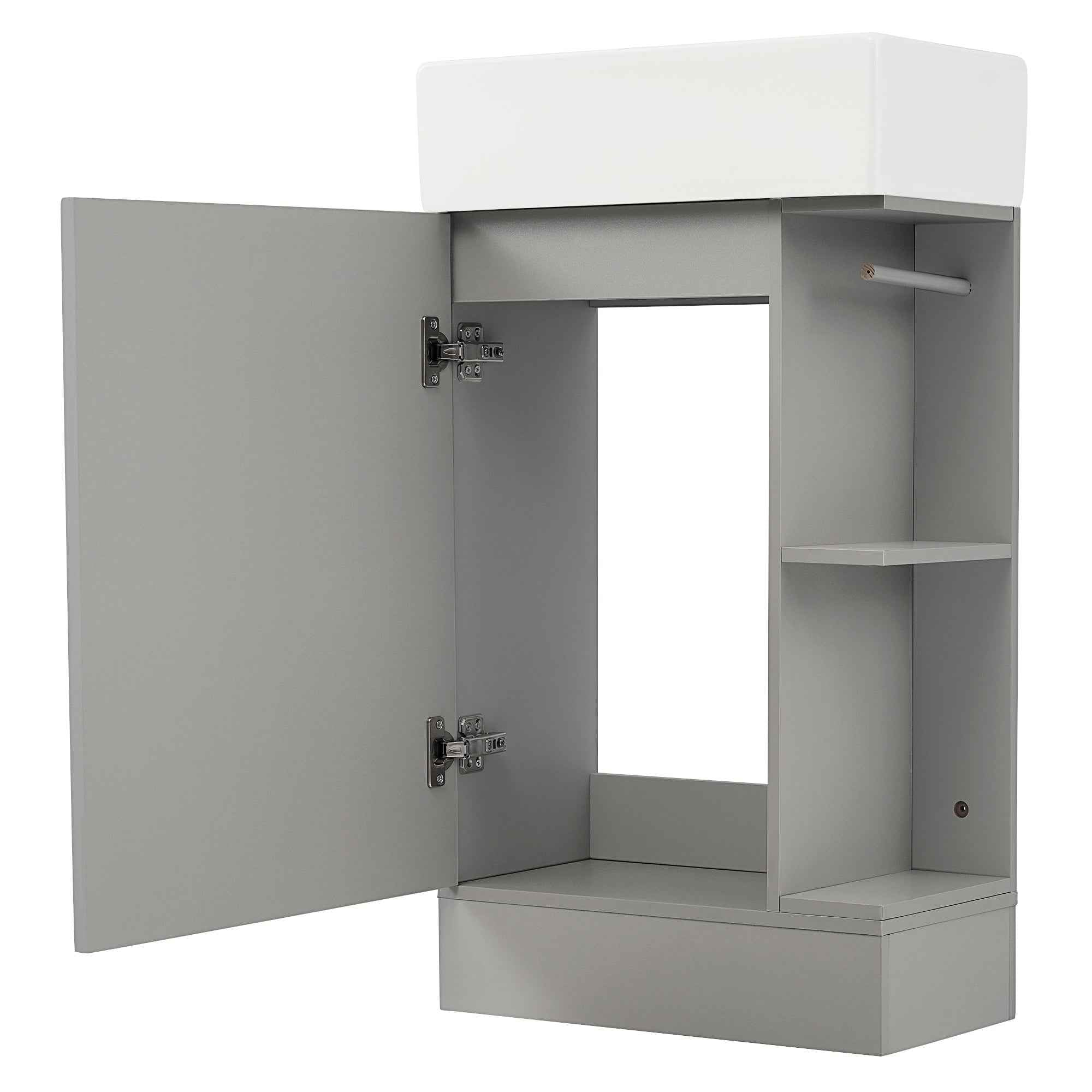 18.6' Bathroom Vanity with Sink, Bathroom Vanity Cabinet with Two-tier Shelf, Left or Right Orientation, Grey  (Old Sku:WF308491AAE)
