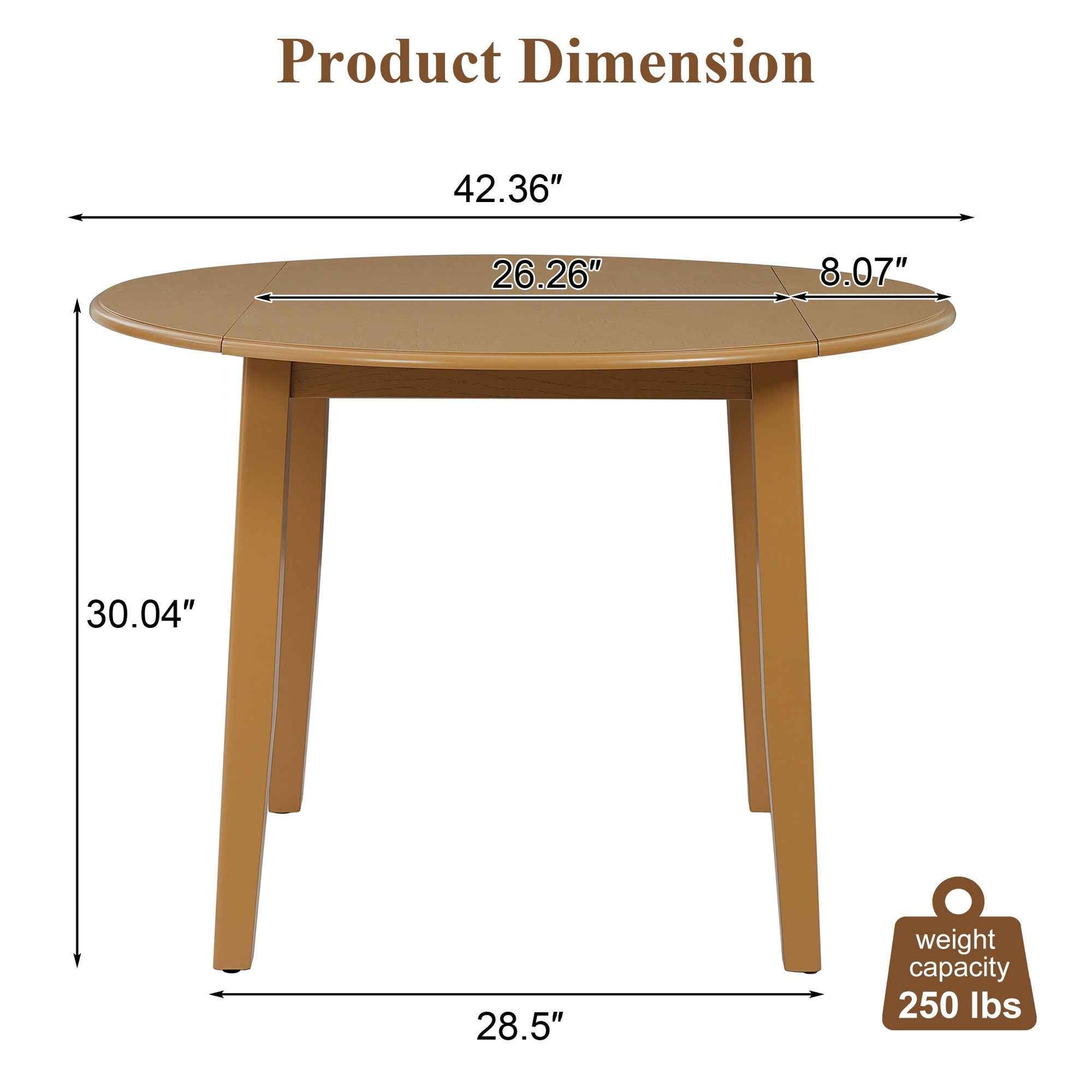 Extendable Round Dining Table for 2–4 People, Folding Wood Dining Table with Adjustable Size, Space-Saving Design for Small Apartments and Dining Areas - LIGHT BROWN