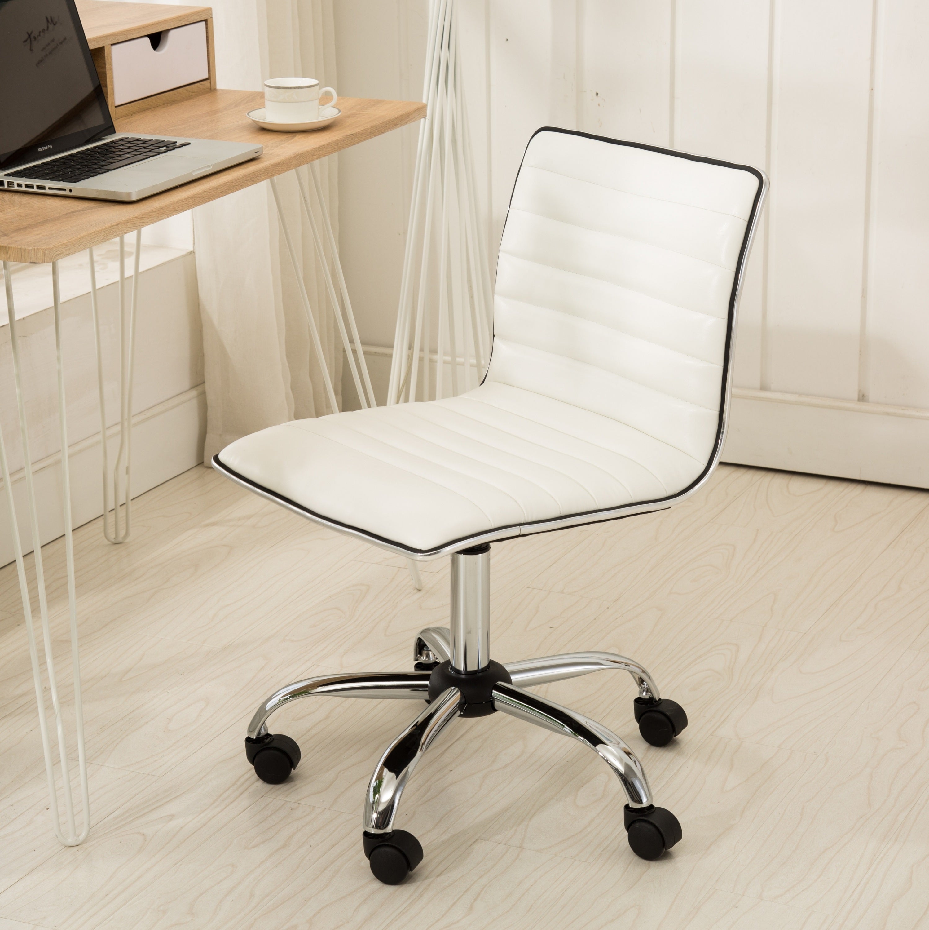 Fremo Chromel Adjustable Air Lift Office Chair, White - Abrihome