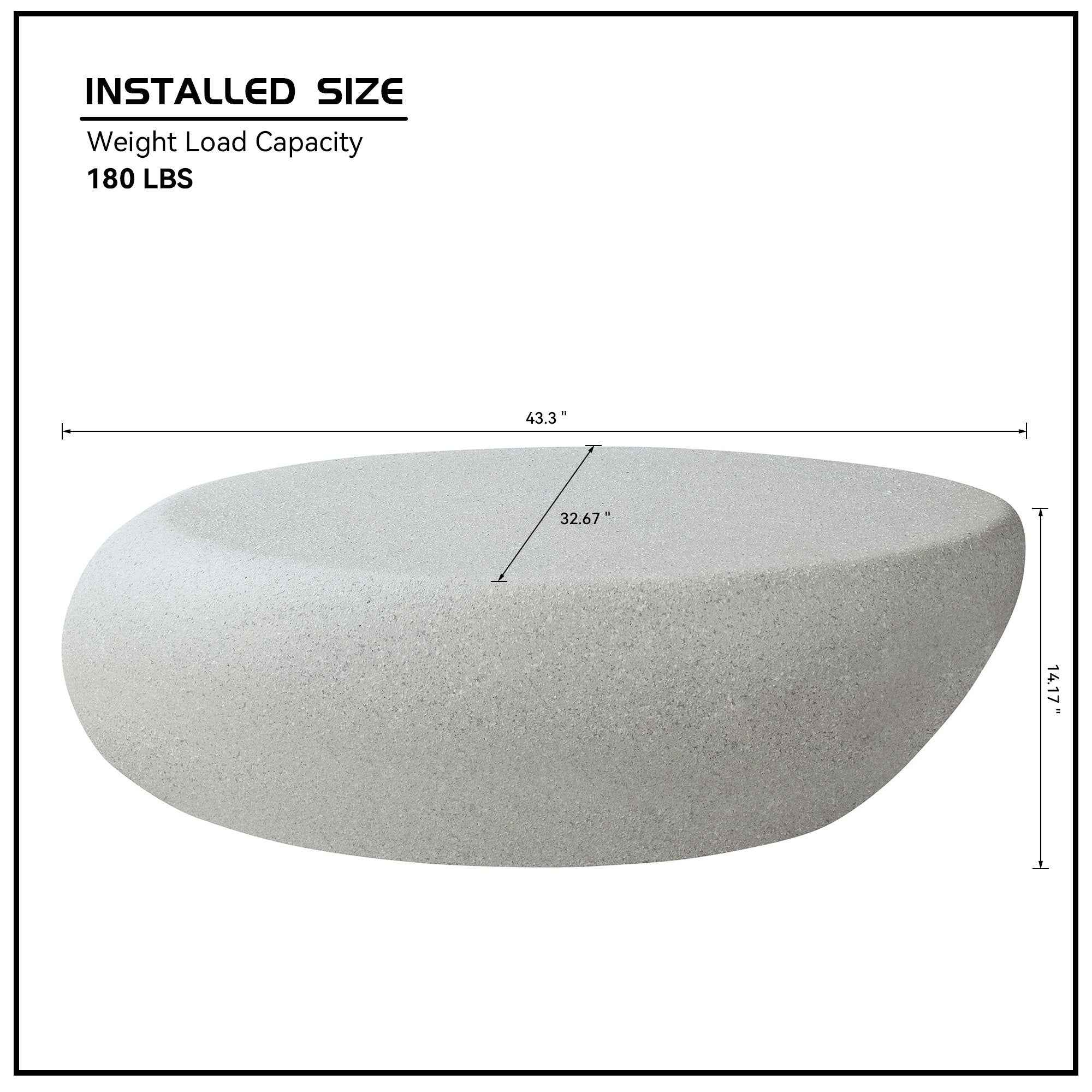 43.31''Fiberglass Elliptical Coffee Table for Living Room Vintage Table,Matte Rocks Table front of the Sofa, Irregular Center Table,No Need Assembly