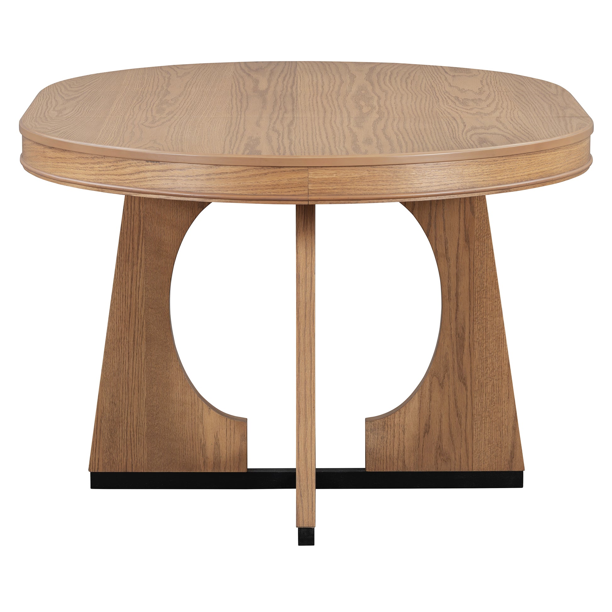 TREXM 5-Piece Retro Rustic Functional Dining Set Unique Geometric Design, 1 Extendable Table with a 16-inch Leaf and 4 Upholstered Chairs Ideal for Dining Room and Kitchen (Natural) - Abrihome