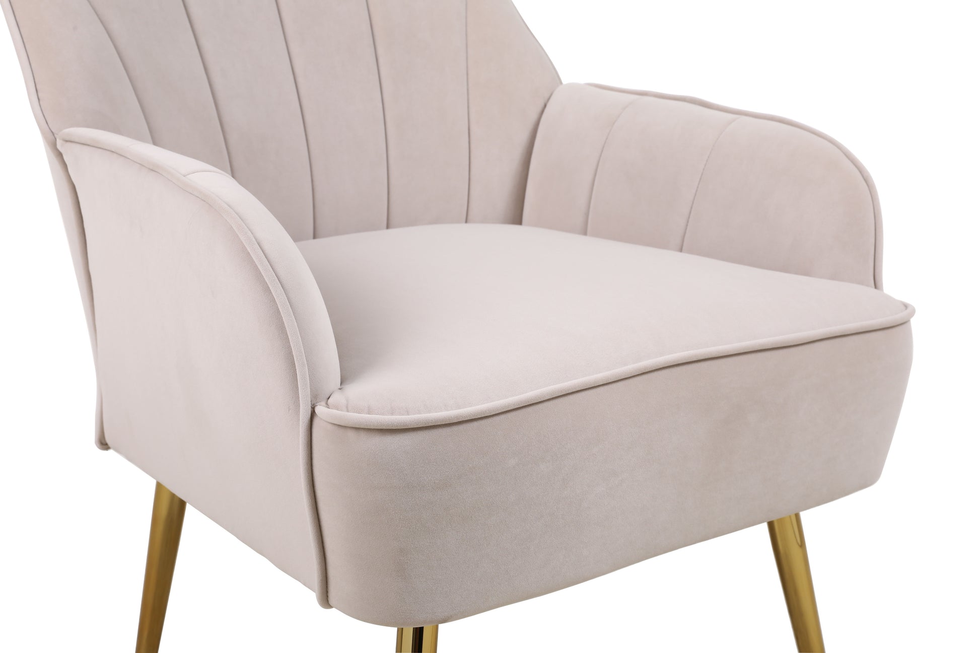 Modern Mid Century Chair velvet  Sherpa Armchair for Living Room Bedroom Office Easy Assemble(BEIGE) - Abrihome