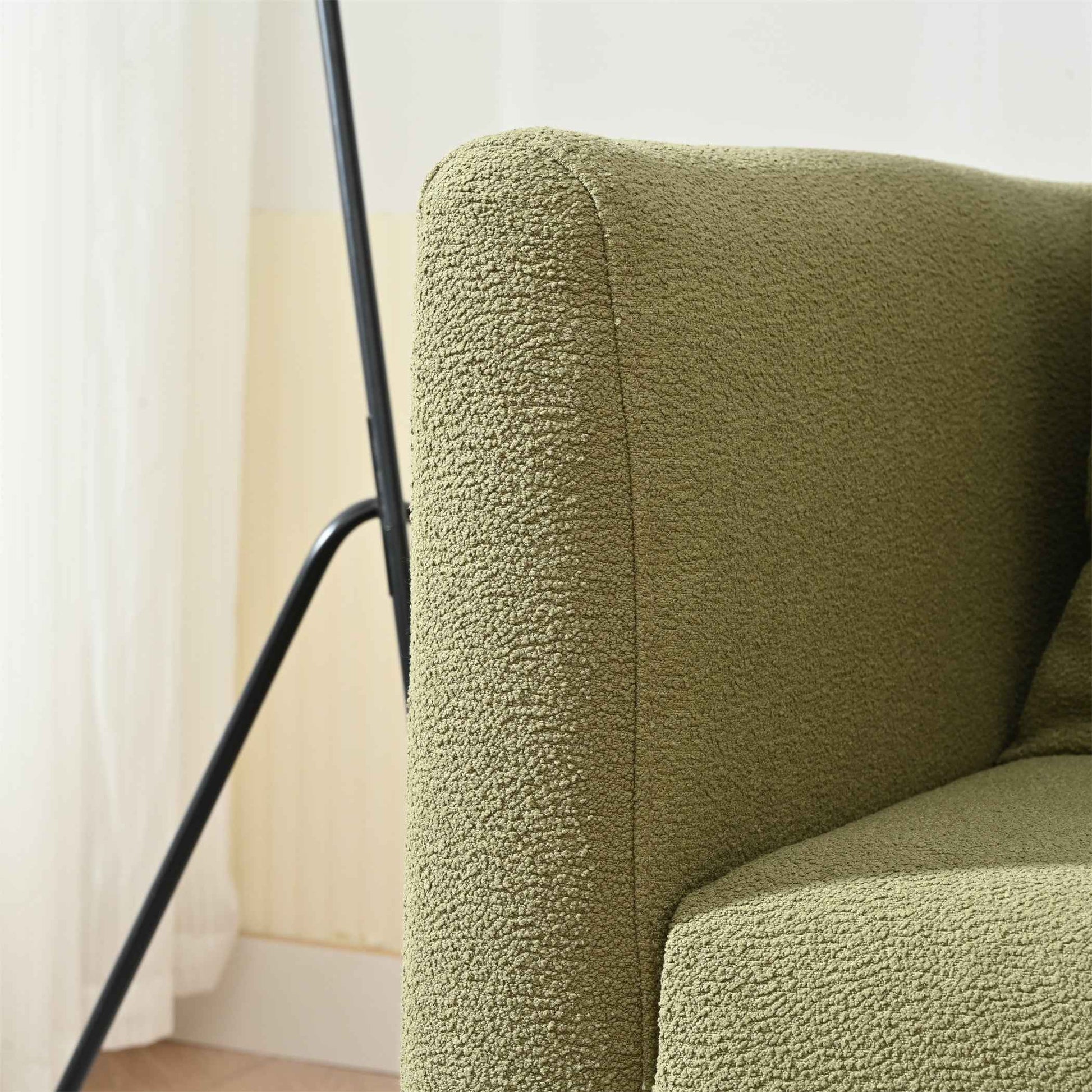 Modern Fabric Accent Chair, Upholstered Armchair for Living Room, Mid Century Fabric Lounge Chair w/Pillow, Comfortable Reading Chair with Wood Legs for Living Room, Bedroom, Reception Room (Olive)