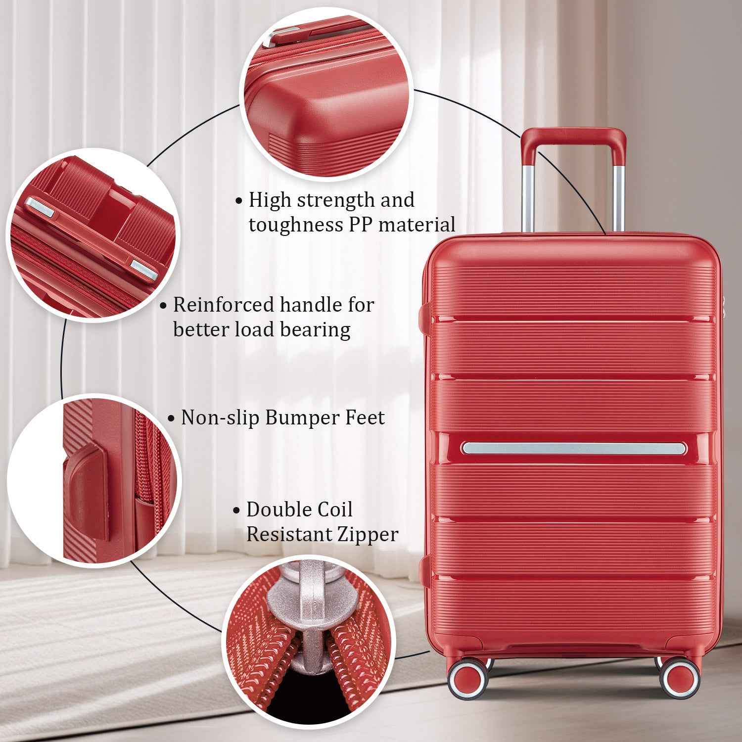 Luggage Sets 4 Piece(14/20/24/28) PP Lightweight & Durable Expandable suitcase