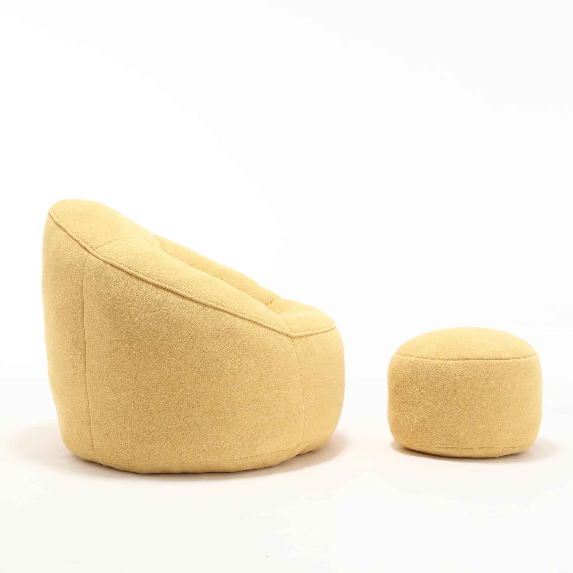 Bedding Bean Bag Sofa Chair with High-Pressure Foam and Footrest, Yellow Microfiber