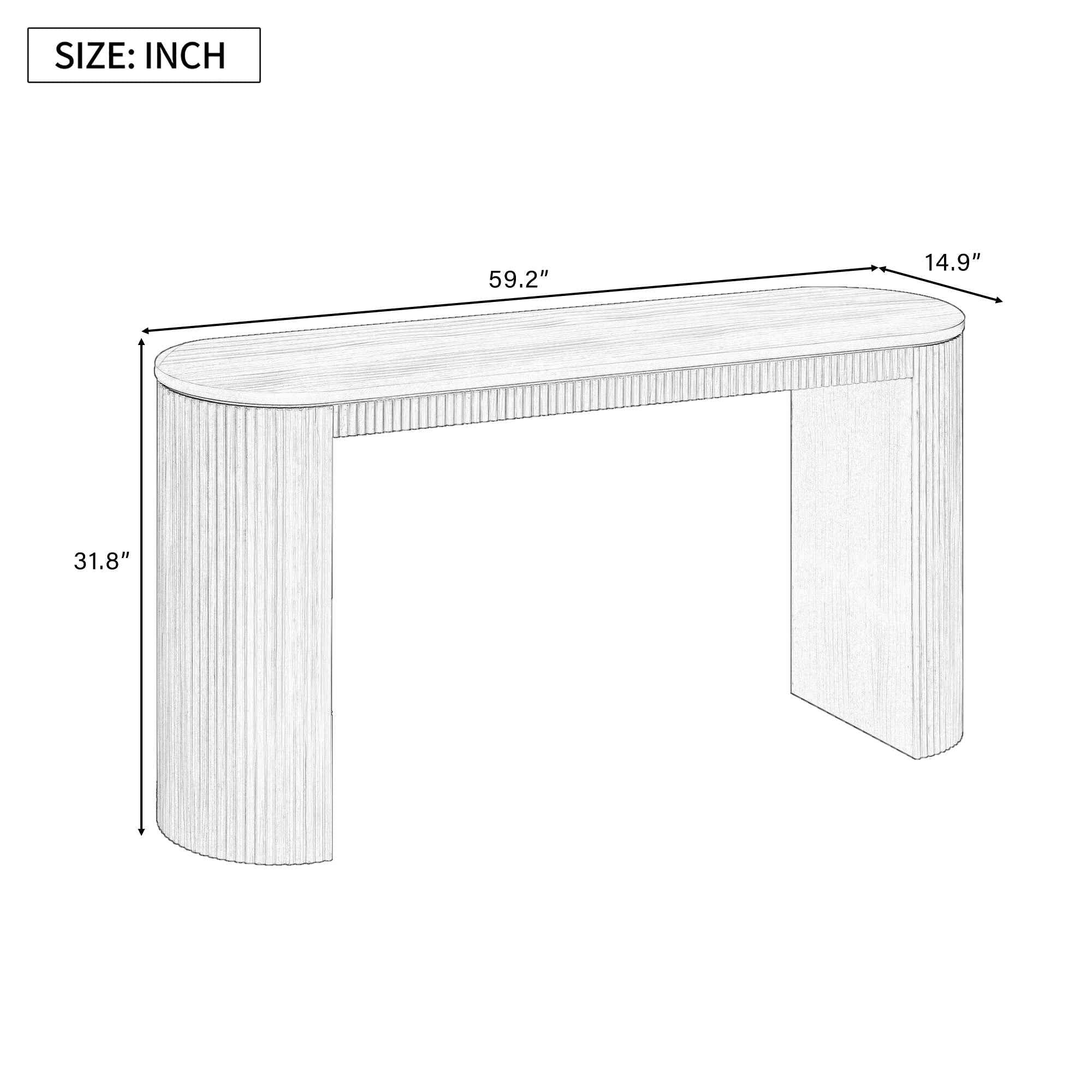 U_STYLE  Curved Design Console Table with Unique Vertical Stripe Design ,Suitable for Living Room,Study and Entrance