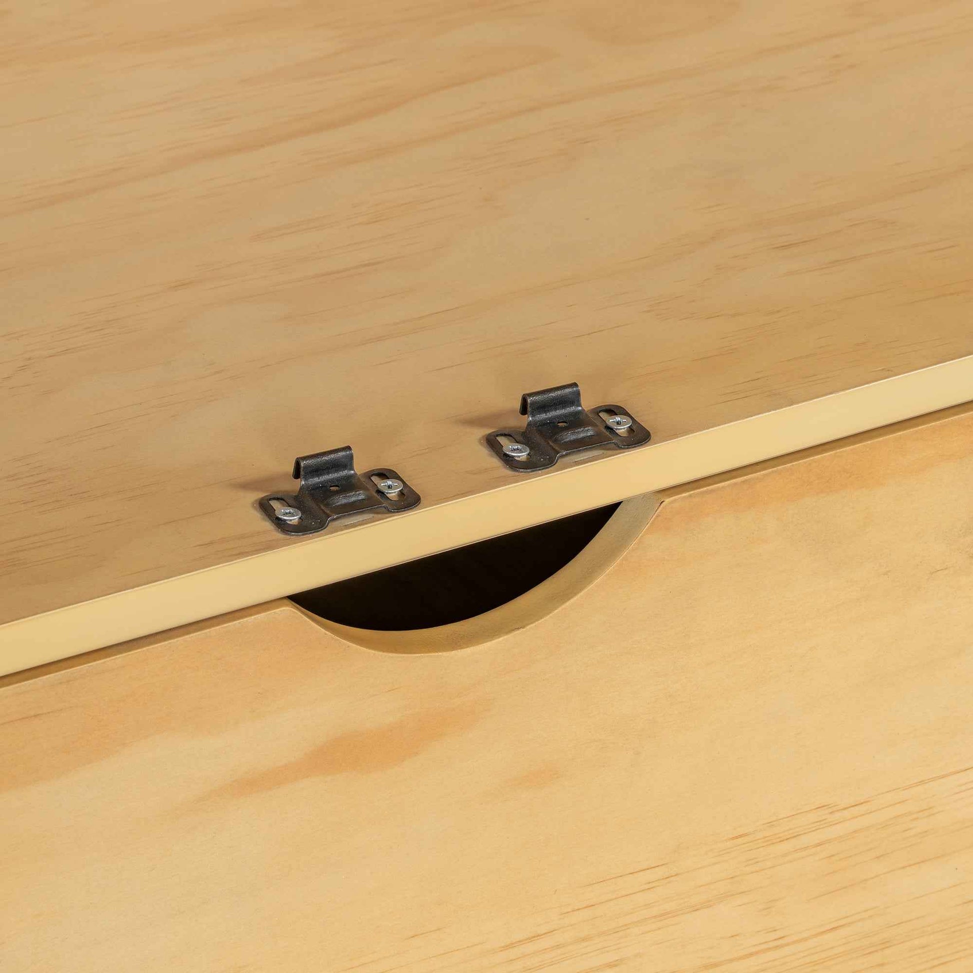 TOPMAX 44.7x20x75inch Kitchen Pantry, Freestanding Kitchen Storage Cabinet Display Cabinet with Glass Doors and 4 Built-in Drawers for Living Room, Home Office, Natural