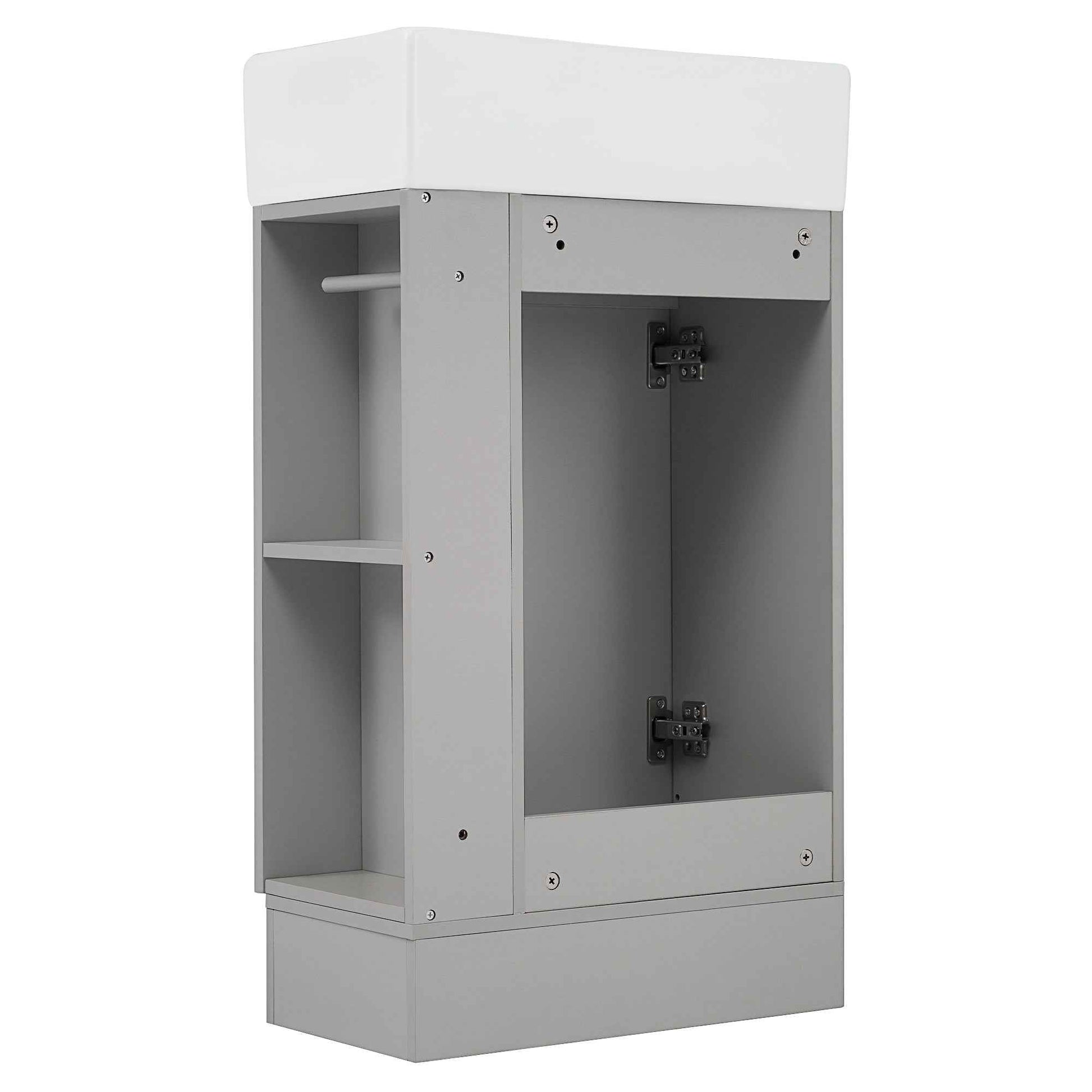 18.6' Bathroom Vanity with Sink, Bathroom Vanity Cabinet with Two-tier Shelf, Left or Right Orientation, Grey  (Old Sku:WF308491AAE)