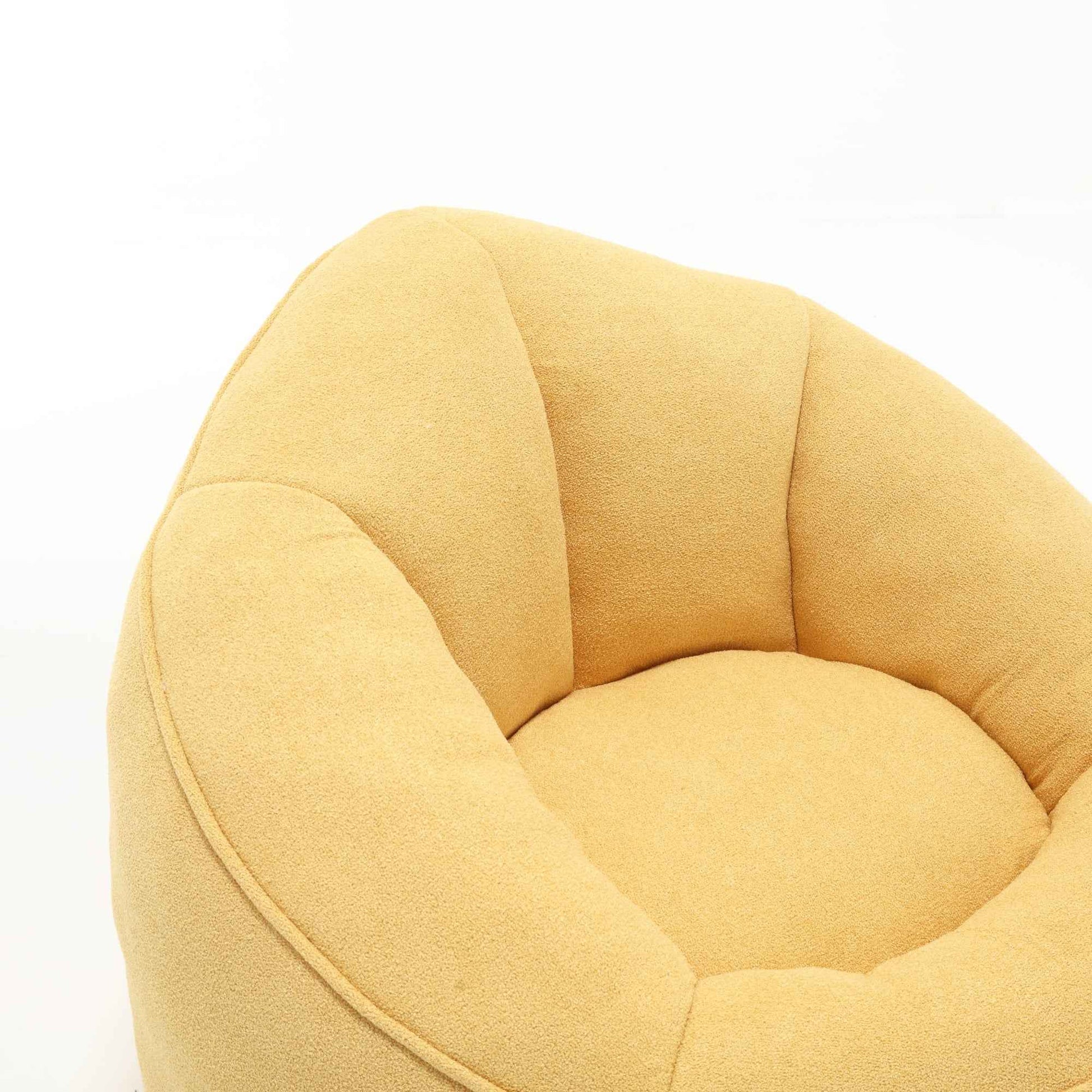 Bedding Bean Bag Sofa Chair with High-Pressure Foam and Footrest, Yellow Microfiber