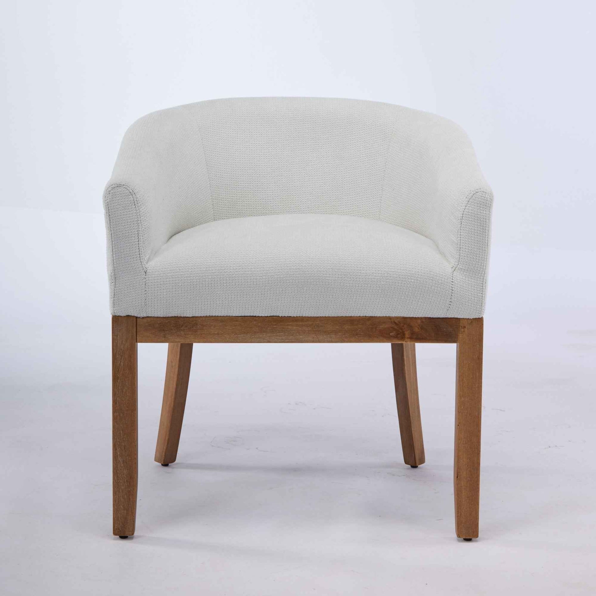 Mid Century Modern Upholstered Barrel Dining Chairs with Arms,Farmhouse Linen Kitchen & Dining Room Chairs with Natural Hardwood Frame, 19' W Accent Chairs for Living Room,Single Pack,Beige,SW1891BG