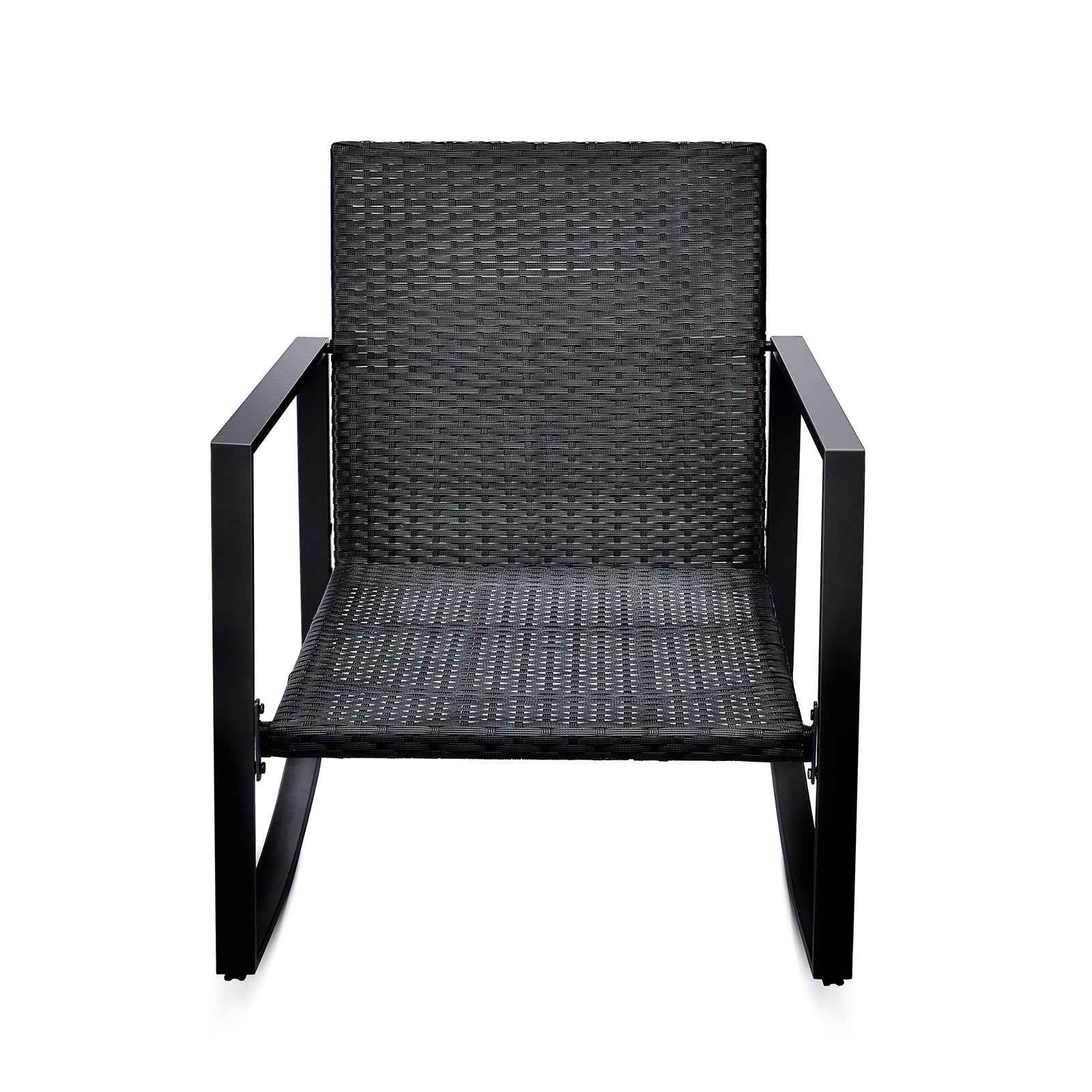 3 Pieces Patio Bistro Set Outdoor Rocking Chair w Blue Cushion for Yard Garden Poolside