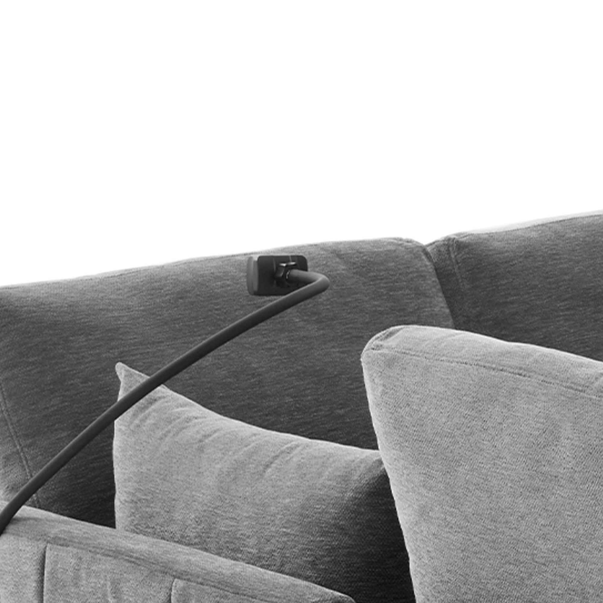 Modern Sectional Sofa Modular Sofa with Movable Ottoman, USB Ports & Phone Holder, Grey Chenille, 85.4'