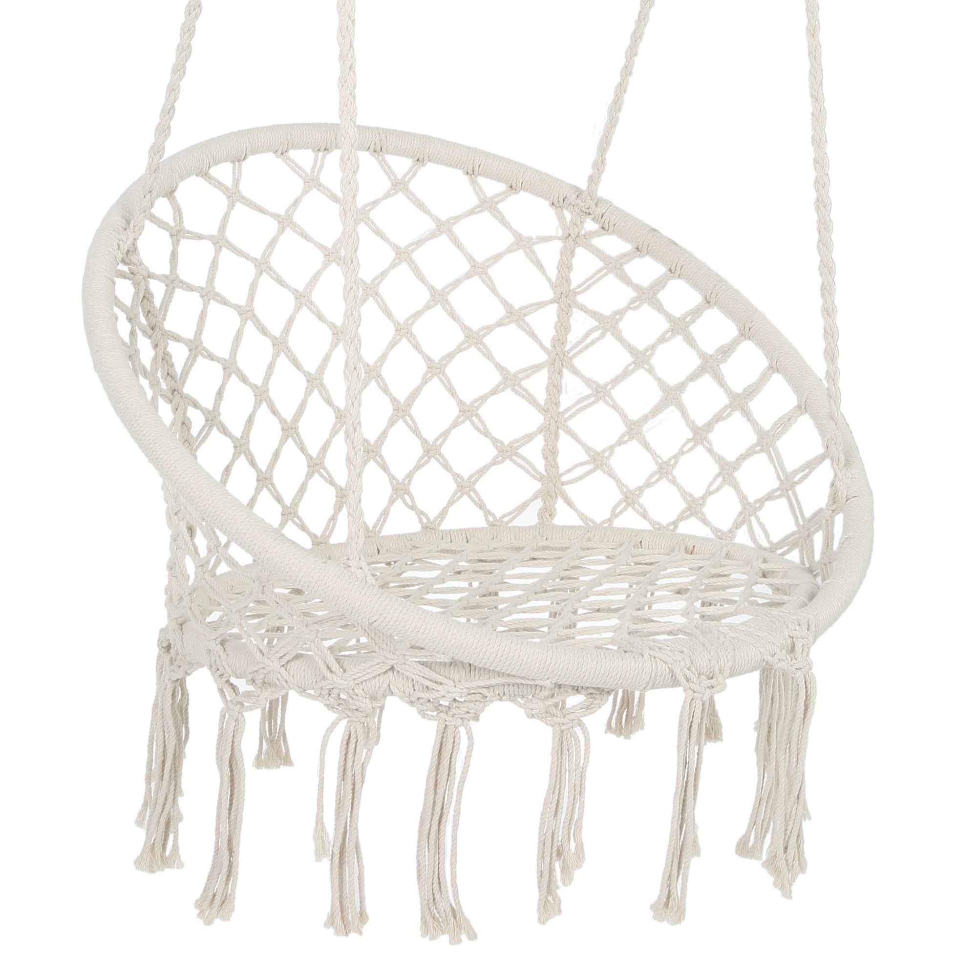 Macrame Hanging Hammock Chair, Cotton Rope Swing for Indoor and Outdoor Use, 330 lbs Capacity