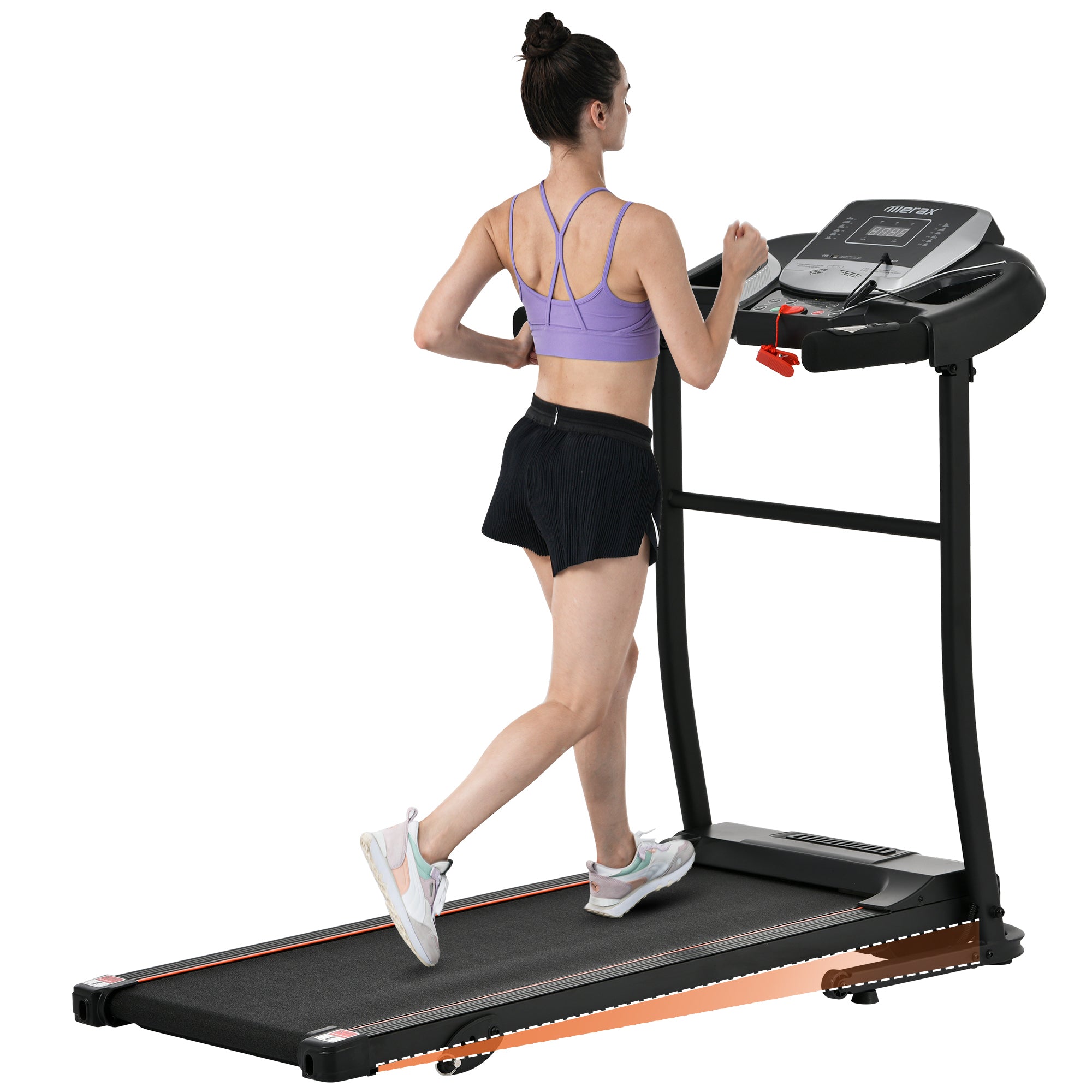 Folding Treadmill Electric Running Machine 2.5HP Motor 300LBS Weight Capacity Walking Jogging Machine with 3 Level Incline 12 Preset Programs for Home Gym