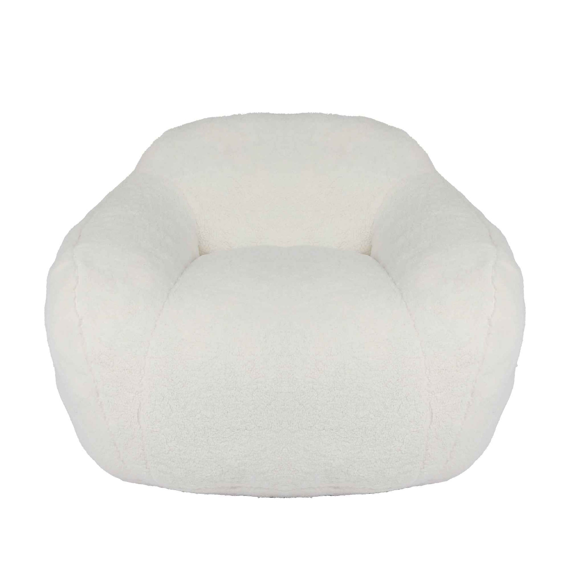 Giant Bean Bag Chair for Adults, Spacious Memory Foam Bean Bag Sofa with Armrests in Off White Teddy Fabric, Comfy Seating for Living Room or Bedroom
