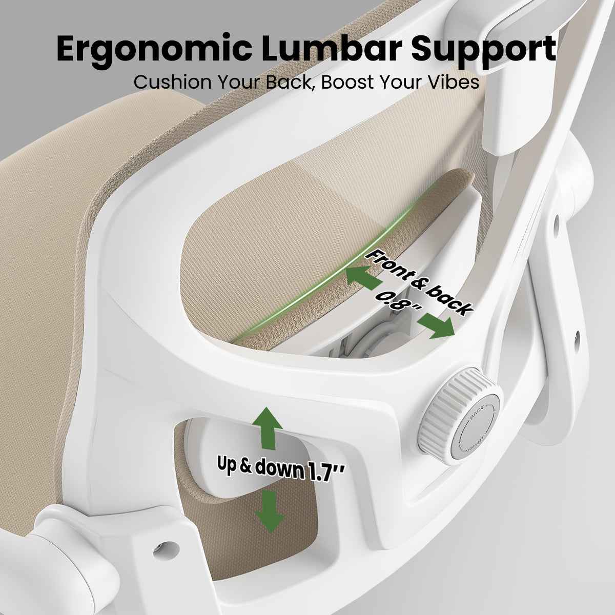 Ergonomic Office Chair, Home Office Desk Chair with Headrest, High Back Computer Chair with Armrests and Adjustable Lumbar Support for Home Office Study Room, White & Khaki