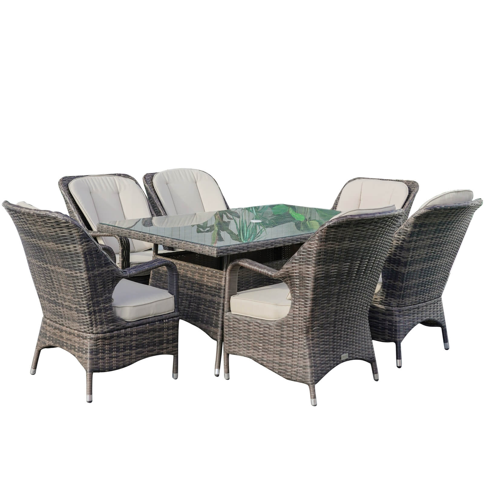 6-Seat Outdoor Dining Set with Rectangular Dining Table(PAD-1712-SET) - Abrihome