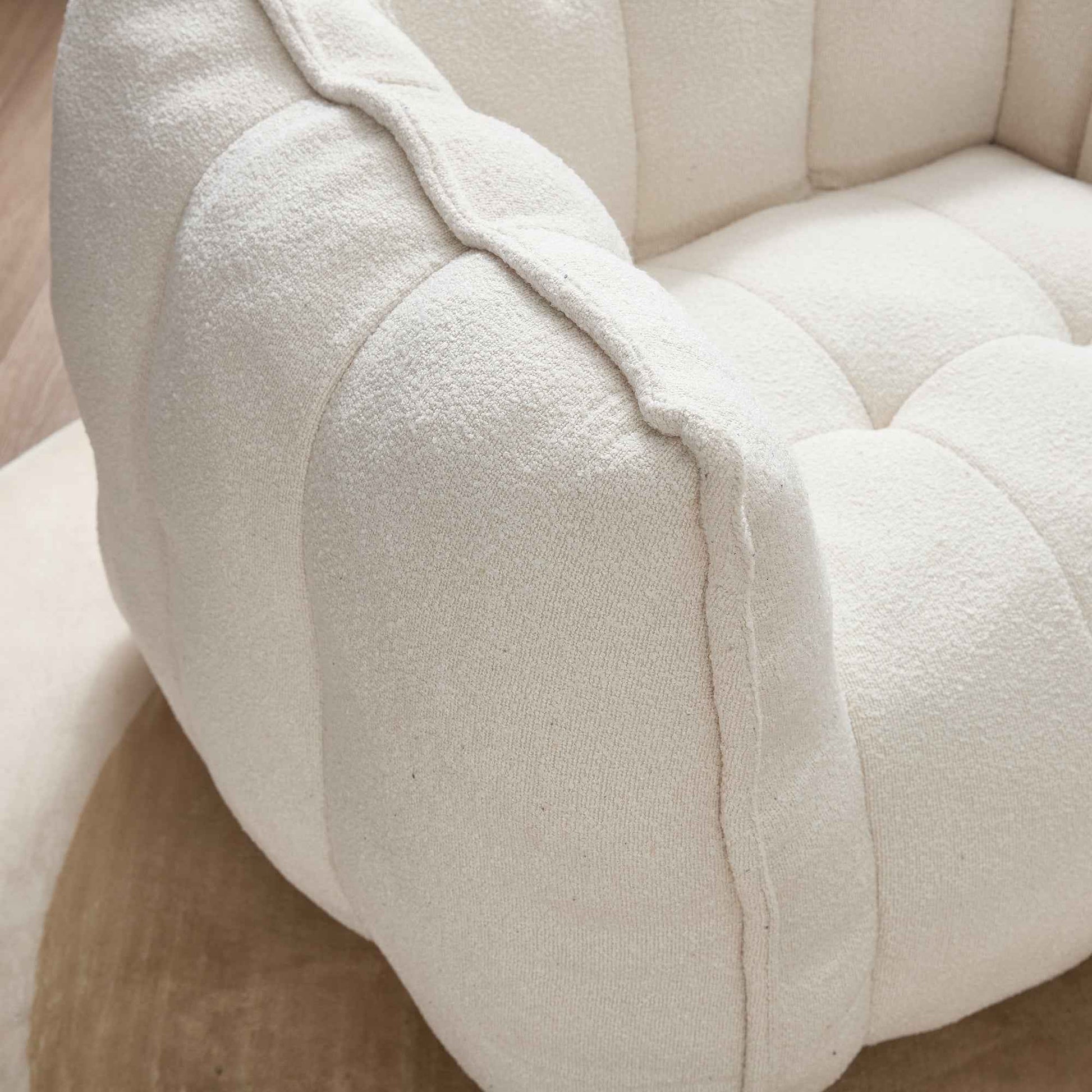 Soft Chenille Bean Bag Chair with High Resilient Foam for Living Room and Bedroom, Comfortable Square Lazy Sofa with Footstool for Adults