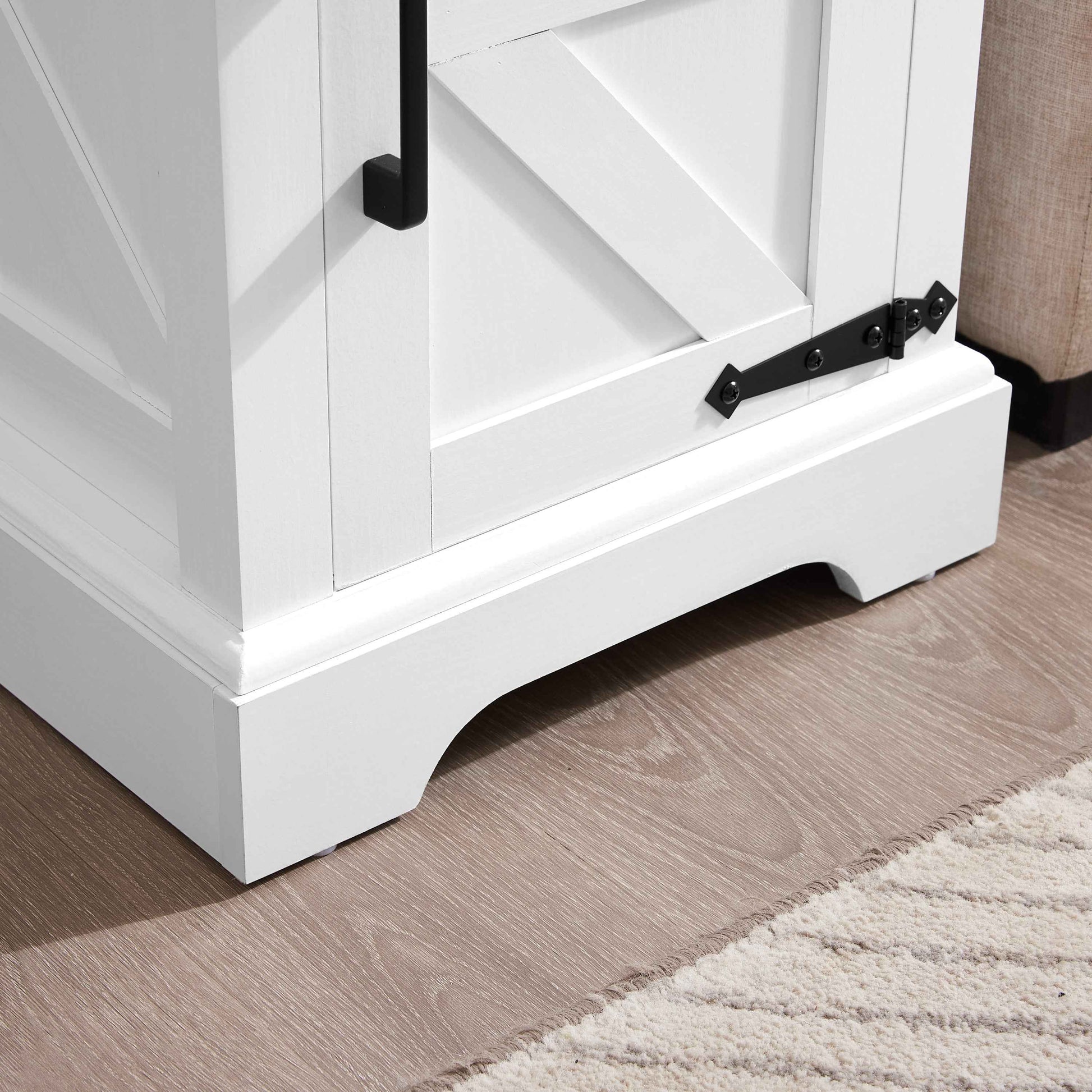 Farmhouse end table Nightstand Rectangular Farmhouse End Table with Barn Door and Adjustable Storage Shelf, Rustic Sofa Side Table for Living Room, Bedroom, White