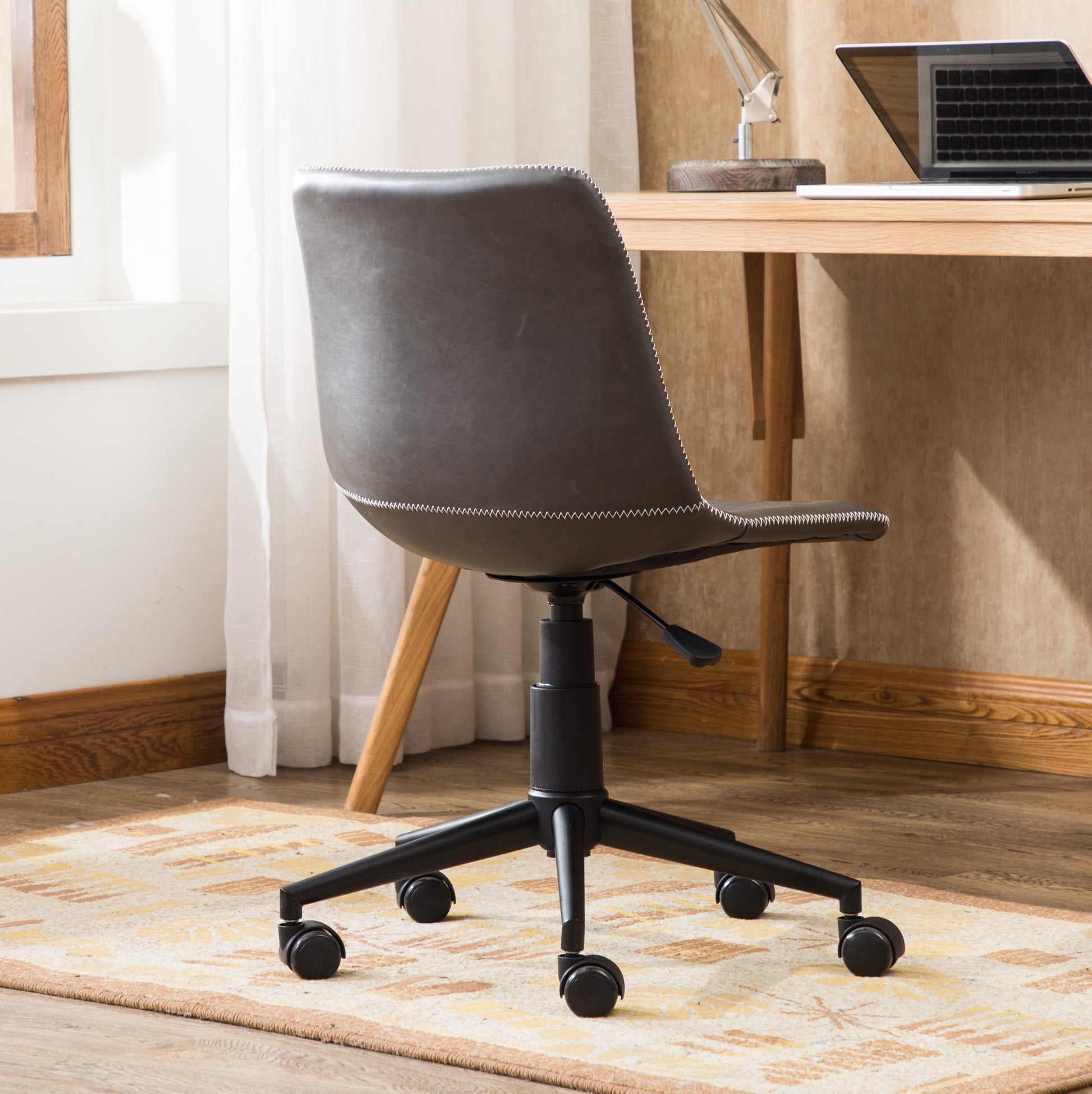 Cesena Faux Leather 360 Swivel Air Lift Office Chair, Antique Gray - Abrihome
