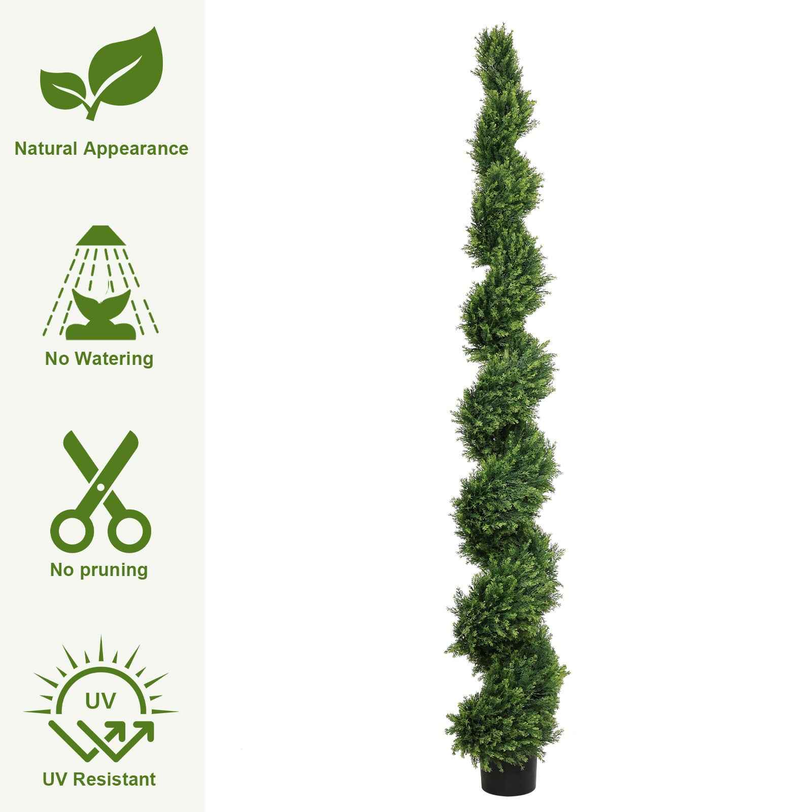 7FT Tall Artificial Two-Tone Cypress Pine Tree – Realistic Lifelike Faux Greenery with Natural Dual Color Leaves for Indoor Outdoor Home Office Decoration, Potted Fake Tree, 1pc/set