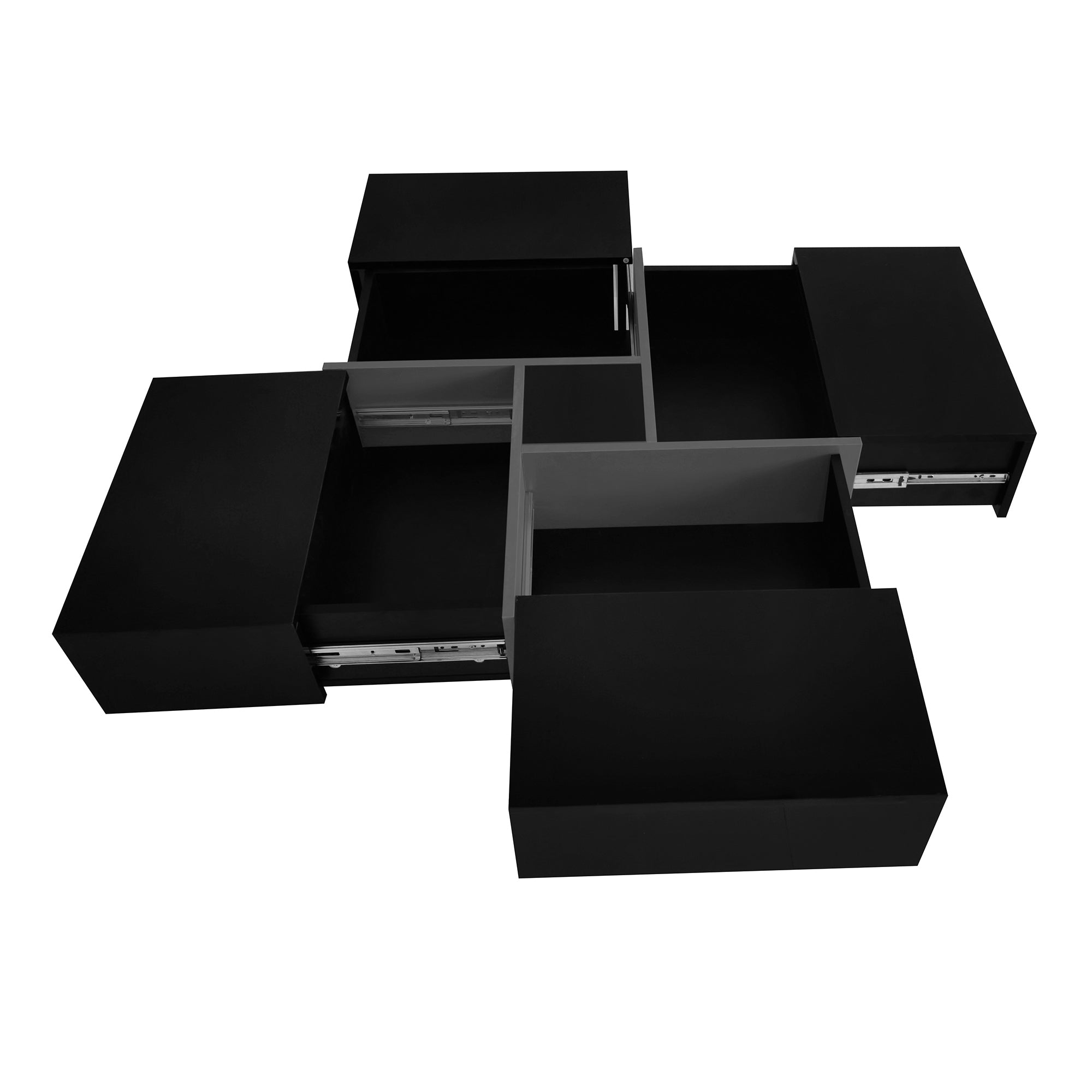 ON-TREND Unique Design Coffee Table with 4 Hidden Storage Compartments, Square Cocktail Table with Extendable Sliding Tabletop, UV High-gloss Design Center Table for Living Room, 31.5"x 31.5"