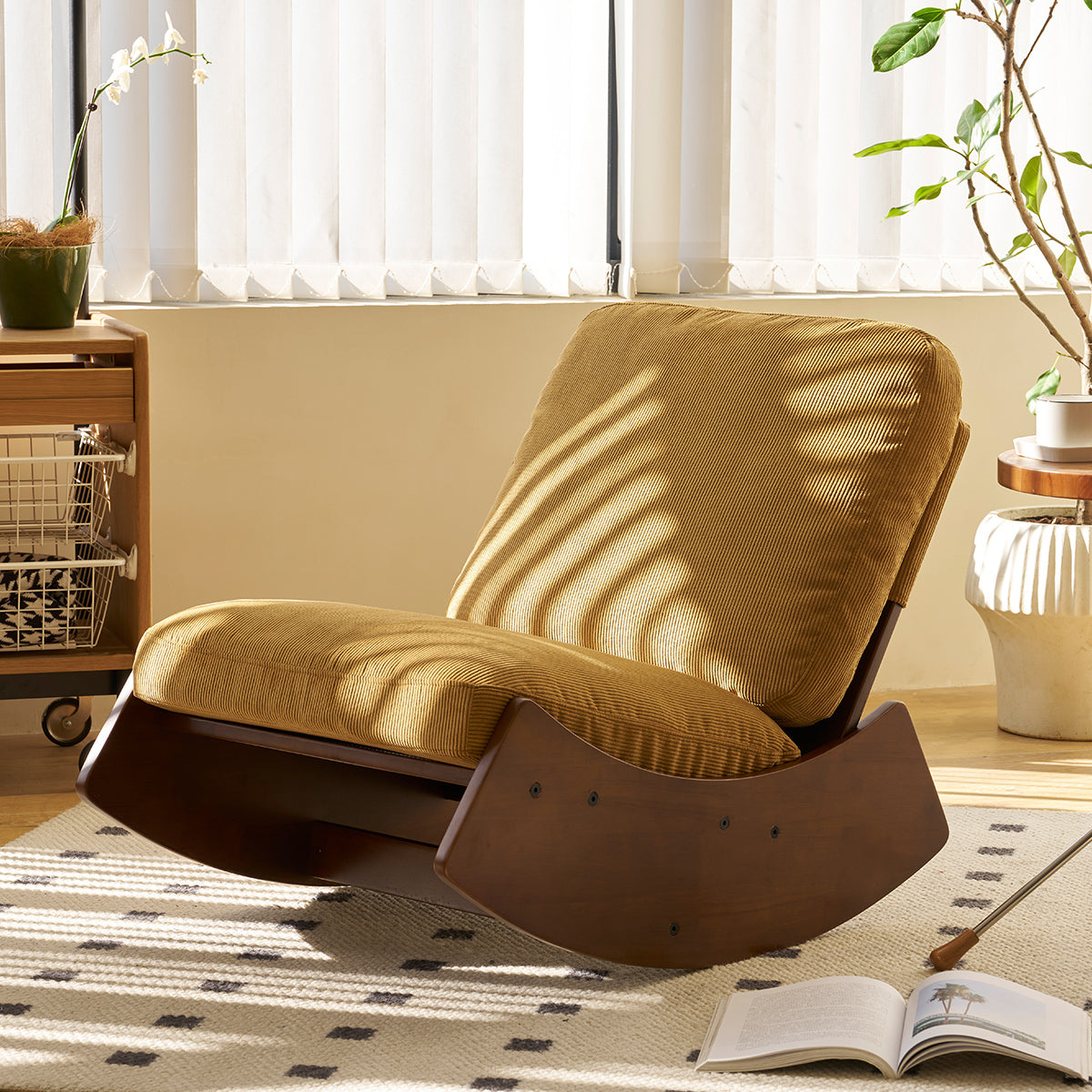 Comfortable Glider Rocking Chair, High-Quality Upholstery Glider Chair, Solid Wood Frame, Perfect for Multiple Settings Accent Reading Chair for Bedroom,Living Room,Nursery - Abrihome