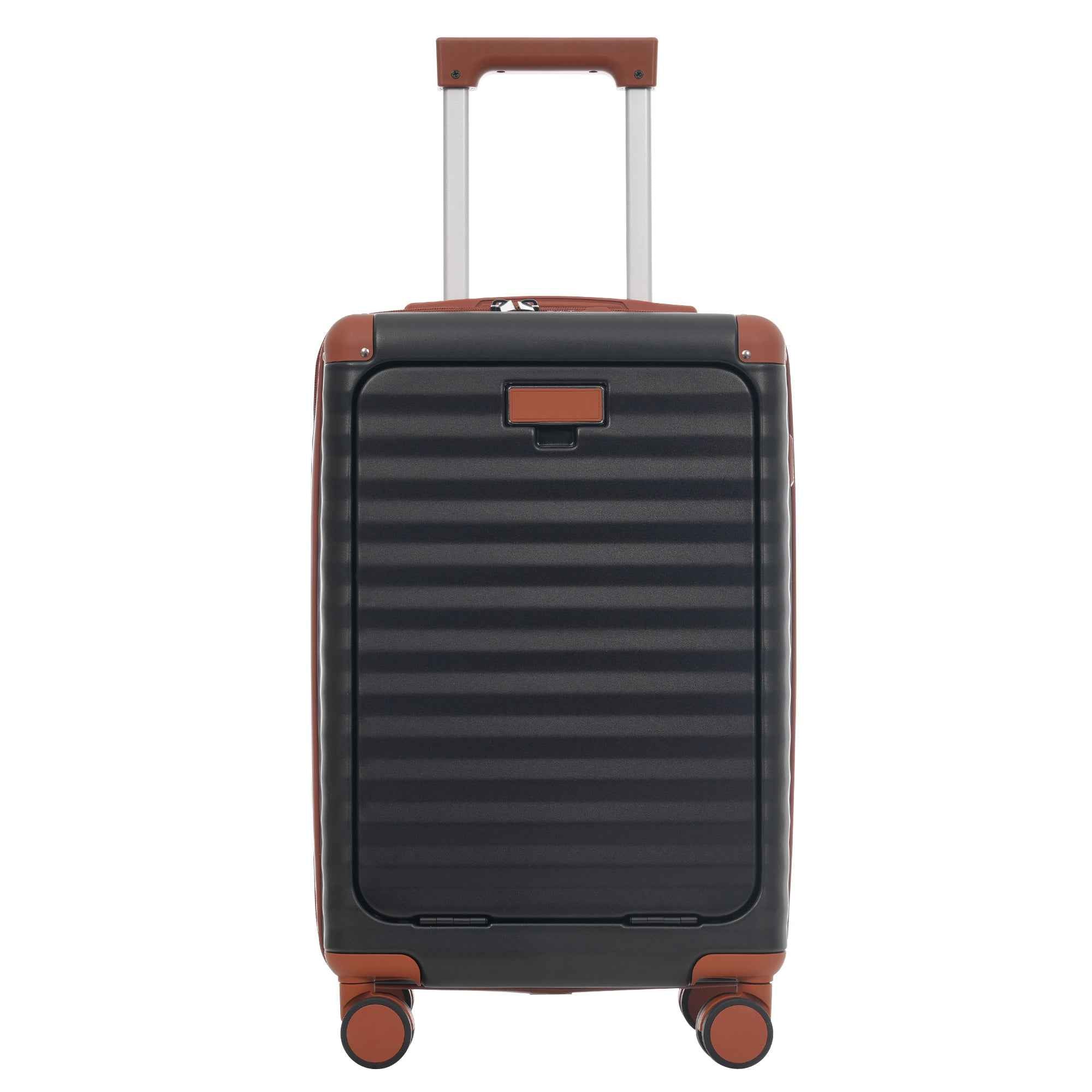 Luggage Sets 5 Piece with Front Opening , Hardside Expandable Carry on Suitcase with Spinner Wheels TSA Lock USB Port  Cup Holder Duffel Bag and Toiletry Bag