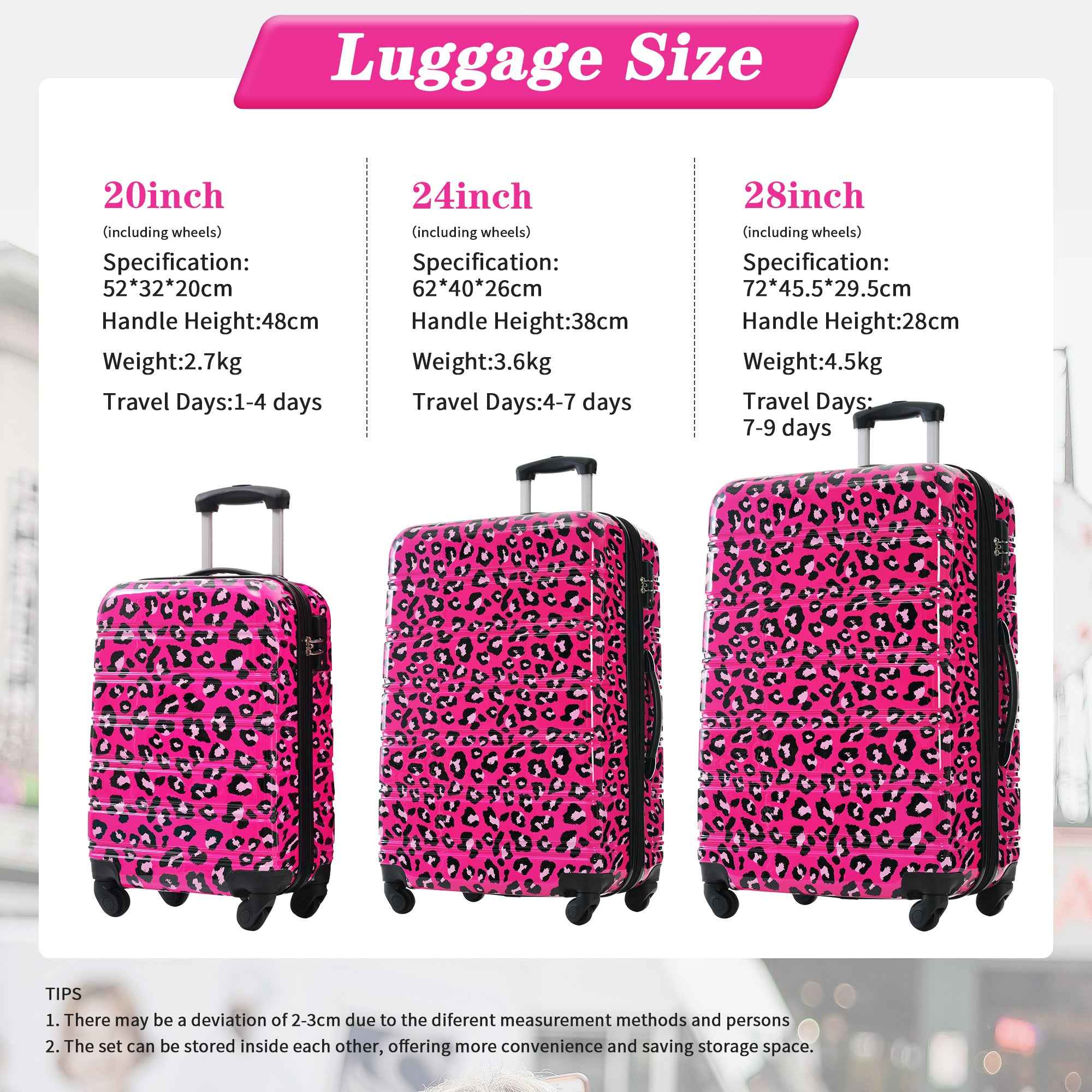 Hardshell Luggage Sets 3 pcs Spinner Suitcase with TSA Lock Lightweight-20'+24'+28' Luggages