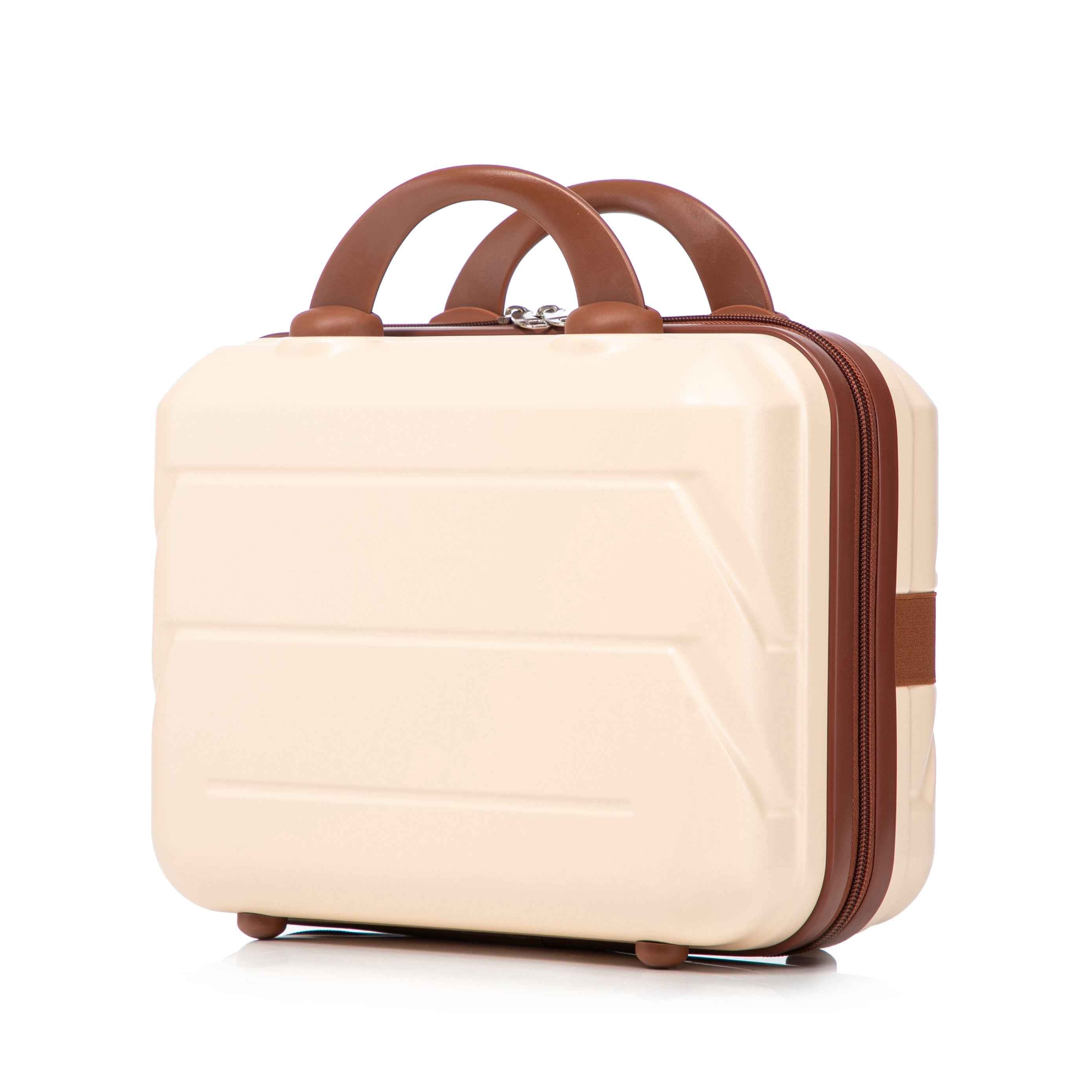 14'/20' 2 pcs/set in ABS Spinner Wheel Luggage, with Combination Lock,14' Cosmetic Case (Beige)