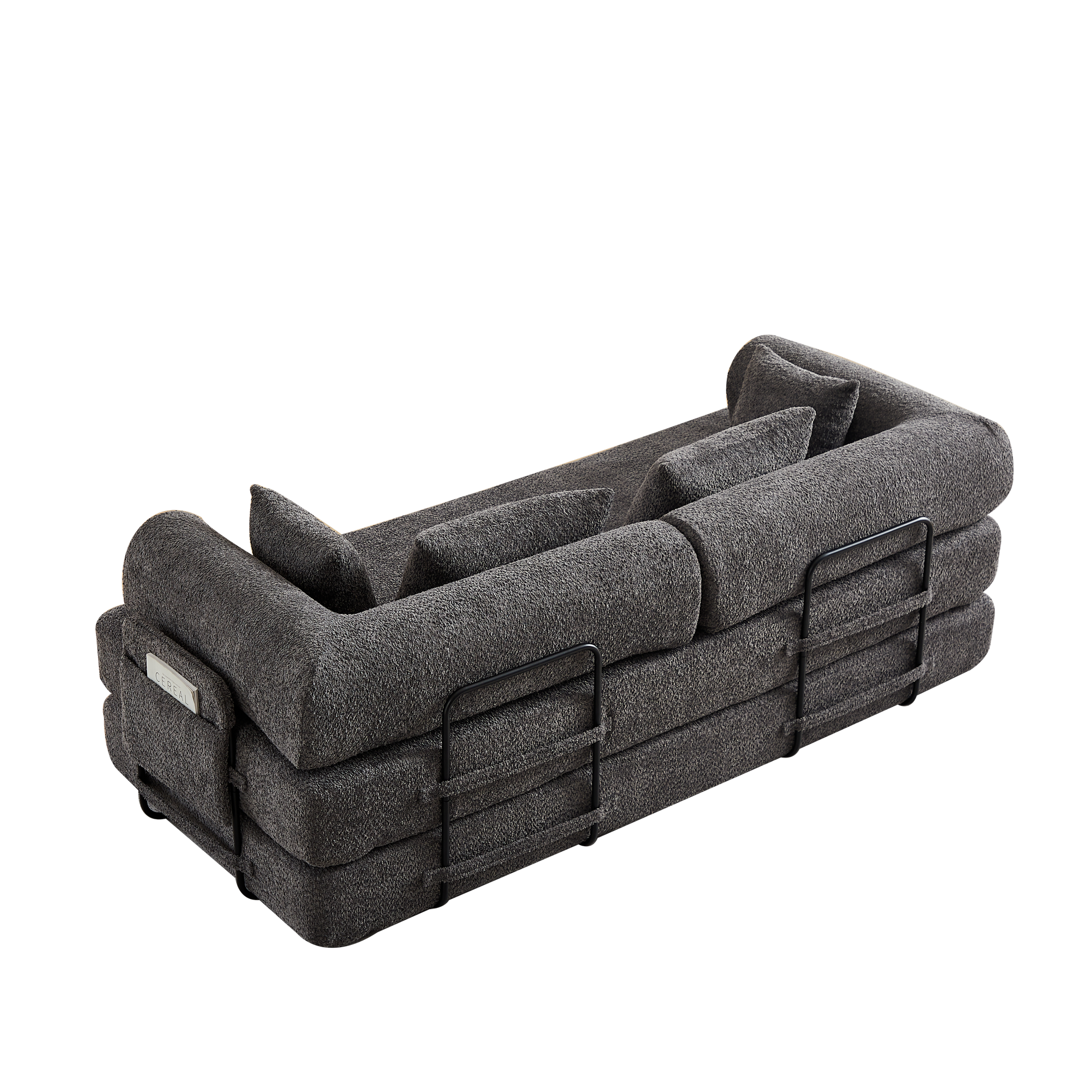 78.7-Inch Convertible Sleeper Sofa Bed with Cylindrical Pillow, Chenille Folding Mattress Couch with ,Folding Sofa Bed with Side Pocket, Floor Sofa Lounge Couch for Living Room Bedroom Lounge Studio
