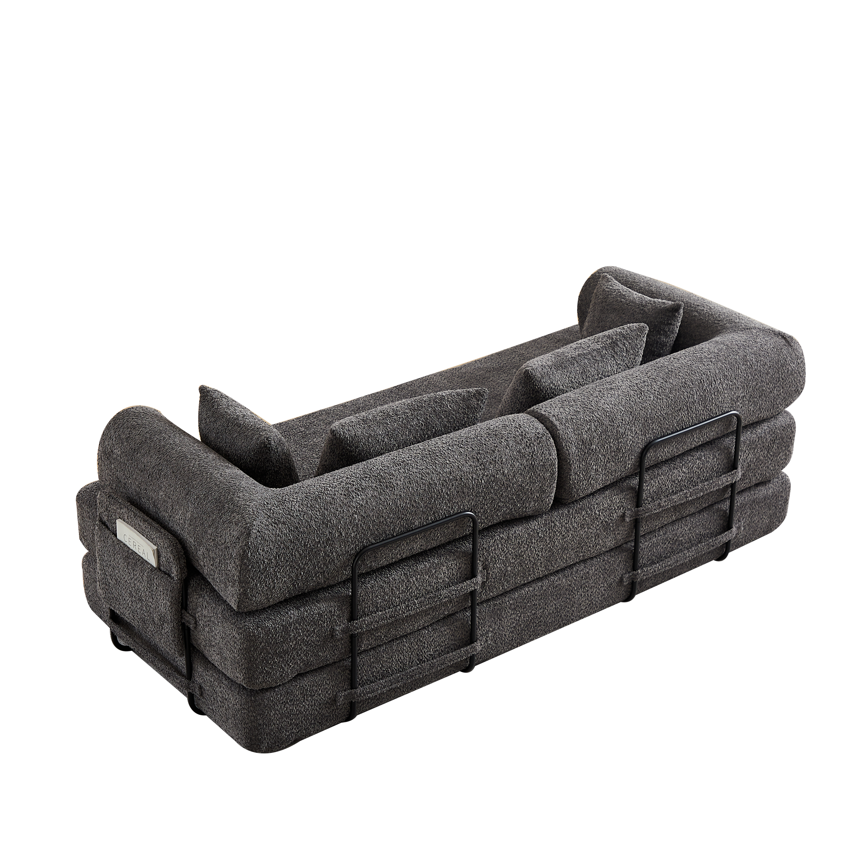 78.7-Inch Convertible Sleeper Sofa Bed with Cylindrical Pillow, Chenille Folding Mattress Couch with ,Folding Sofa Bed with Side Pocket, Floor Sofa Lounge Couch for Living Room Bedroom Lounge Studio