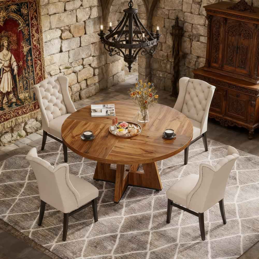 47 Inch Wood Dining Table Round Dining Table (Just 1pcs Dining Table)