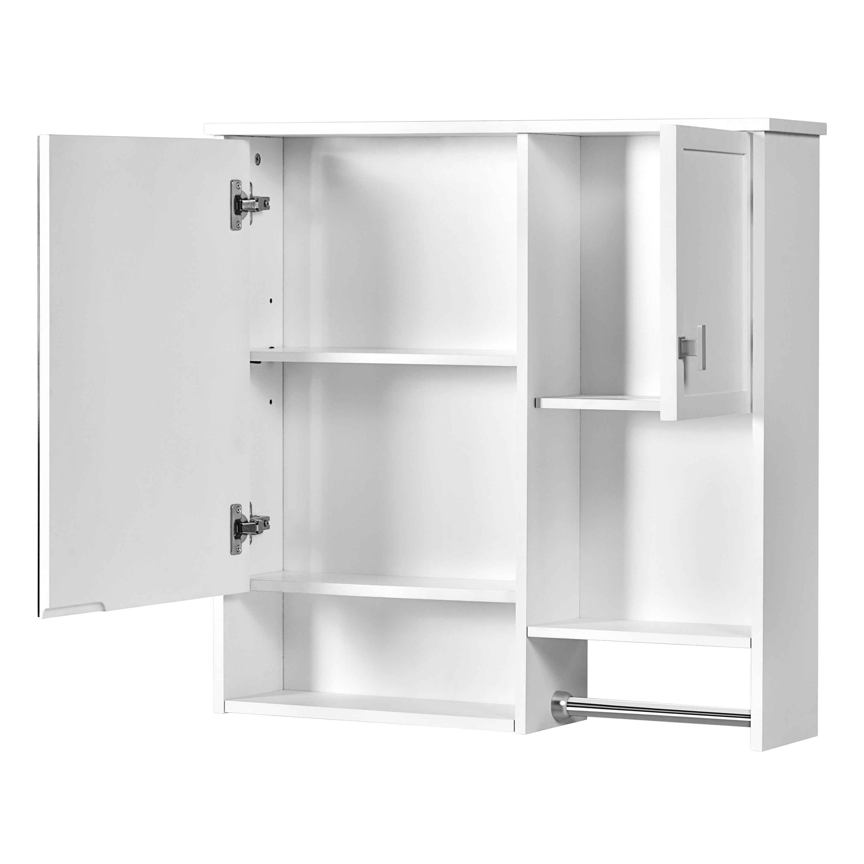 29'' x 28'' Modern Wall Mounted Bathroom Medicine Cabinet, Bathroom Wall Storage Cabinet with Mirror, Over the Toilet Space Saver Cabinet with Towels Bar