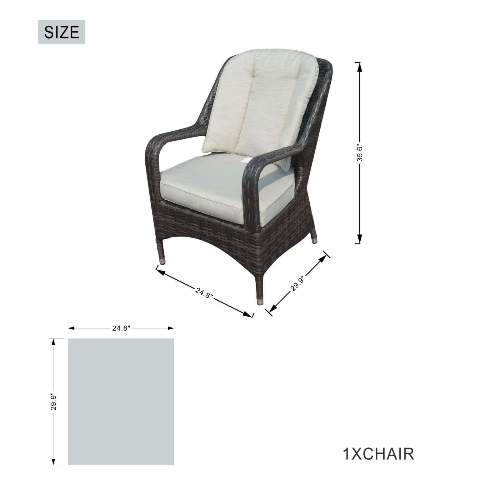 Outdoor Conversation Set with Square Fire Pit Table for 4 Seats(PAG-1104+009-BR) - Abrihome