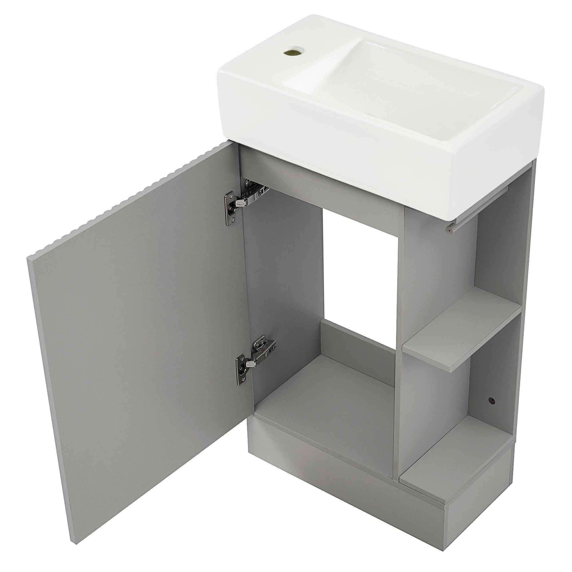 18.6' Bathroom Vanity with Sink, Bathroom Vanity Cabinet with Two-tier Shelf, Left or Right Orientation, Grey  (Old Sku:WF308491AAE)