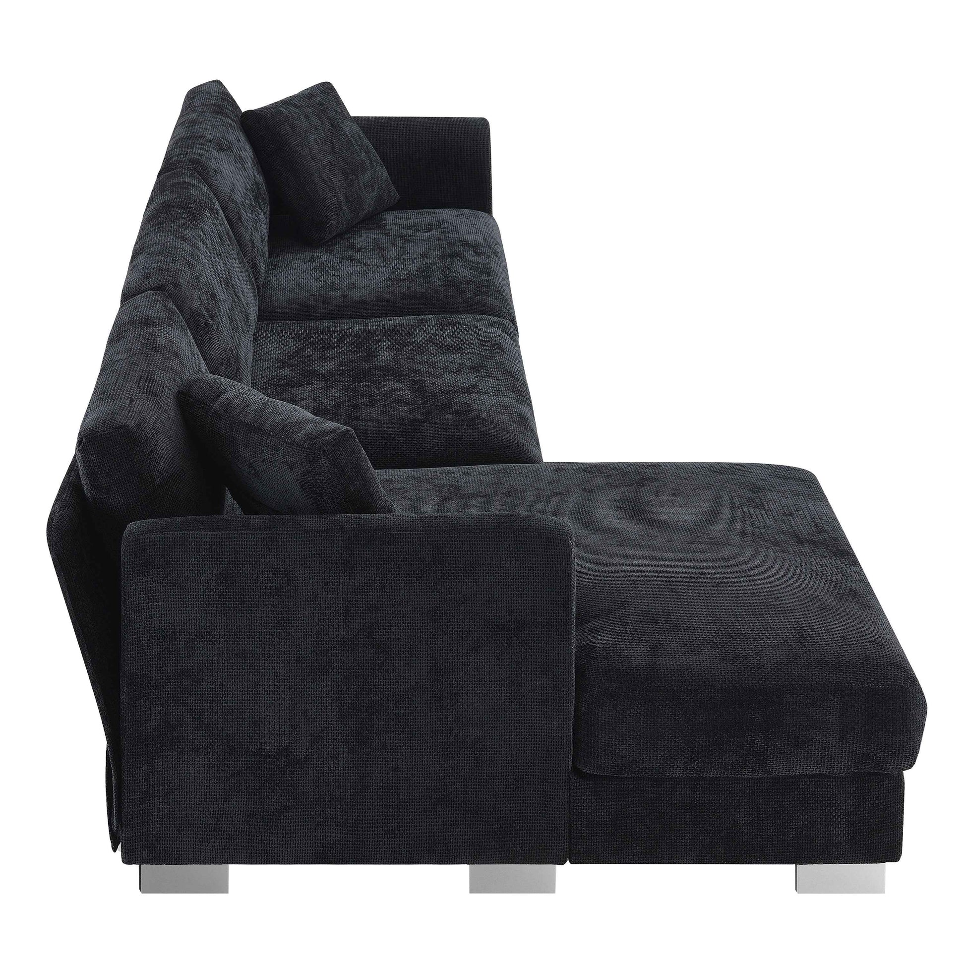 Modern Cloud L-Shaped Sectional Sofa with Chaise, Chenille Fabric, 3 Colors, 96*56 inches