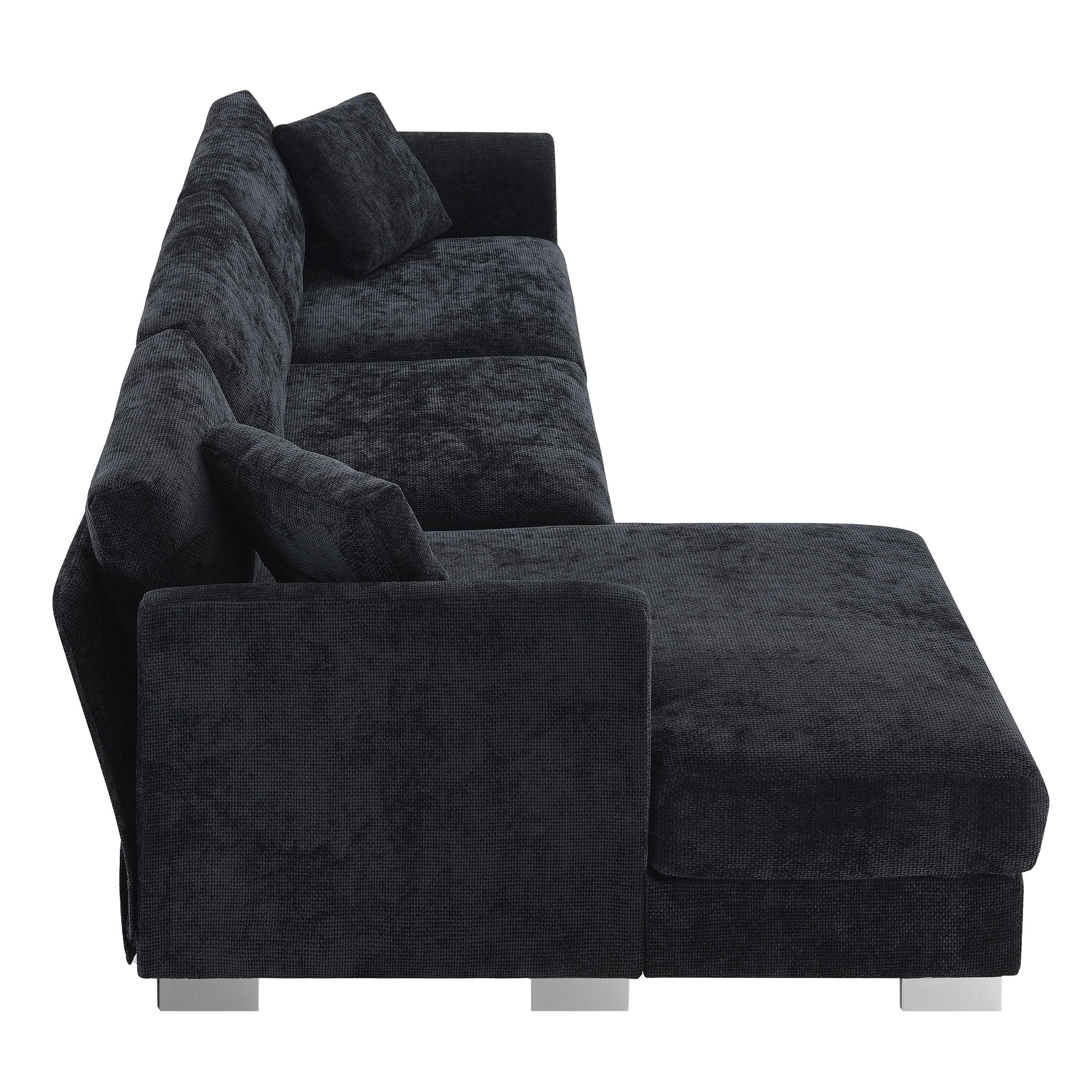 Modern Cloud L-Shaped Sectional Sofa with Chaise, Chenille Fabric, 3 Colors, 96*56 inches