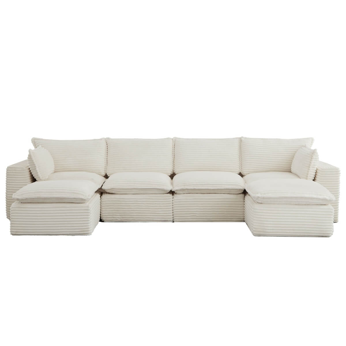 4-6 Seat Convertible Sofa Bed - Modular Compression Couch with Ottomans for Living Room, Apartment & Small Spaces