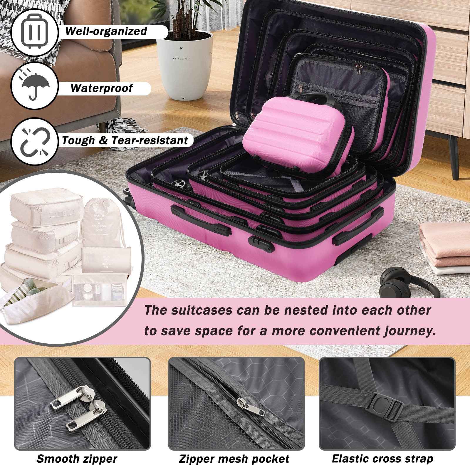 Hardshell ABS Luggage Set - Lightweight & Durable Suitcases with Dual Spinner Wheels, Carry-On & Check-In Sizes for Travel & Business
