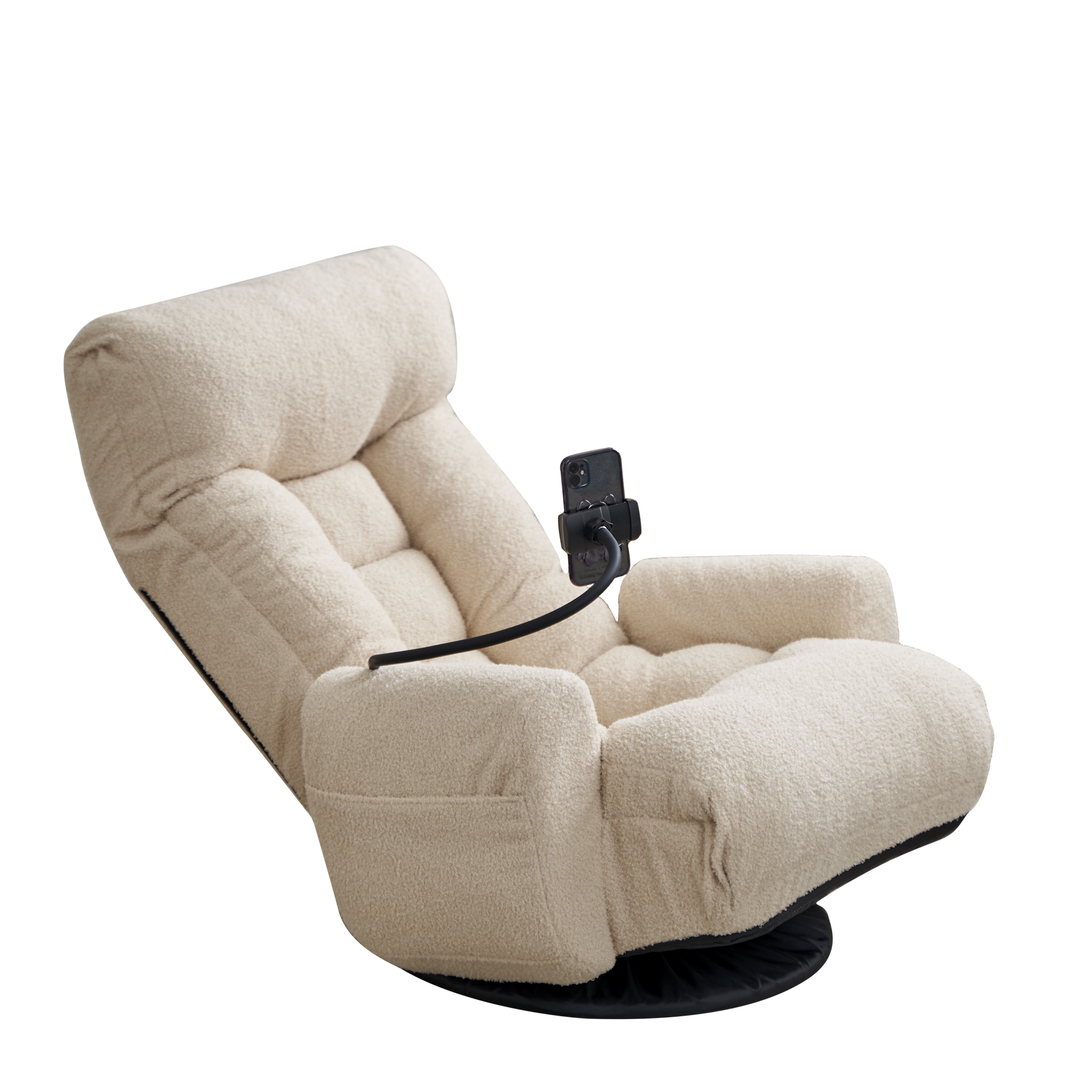 Adjustable Beige Swivel Lounge Chair with 360-Degree Rotating Seat and Headrest Support, Leisure Chair Deck Chair - Game Chair for Living Room