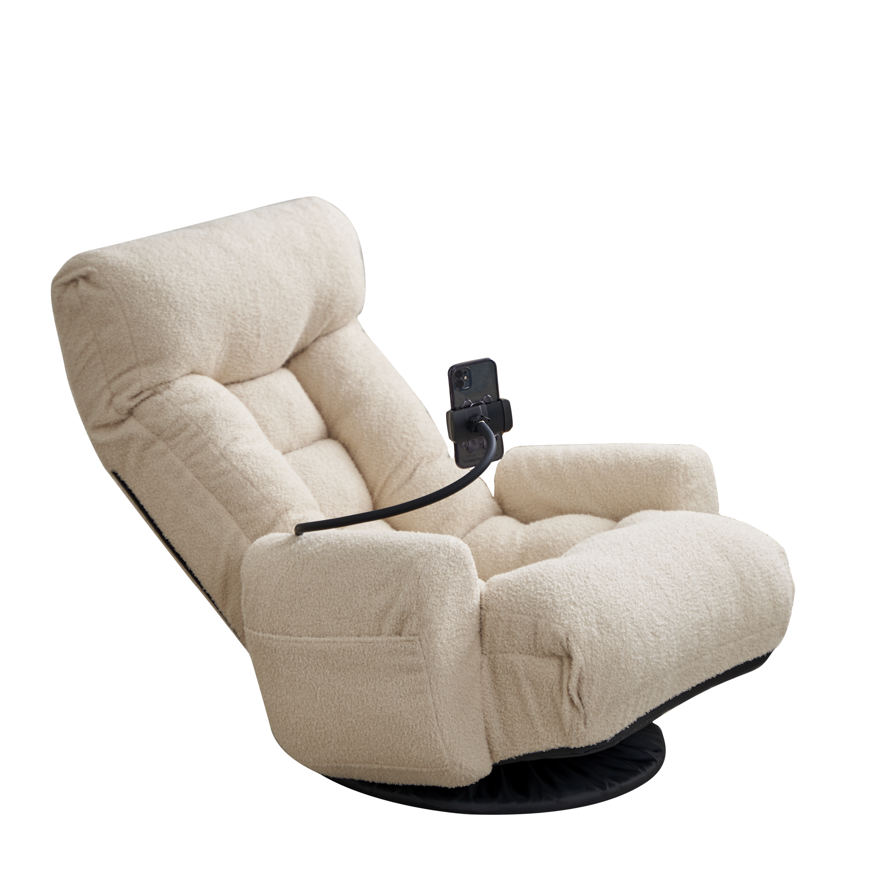 Adjustable Beige Swivel Lounge Chair with 360-Degree Rotating Seat and Headrest Support, Leisure Chair Deck Chair - Game Chair for Living Room