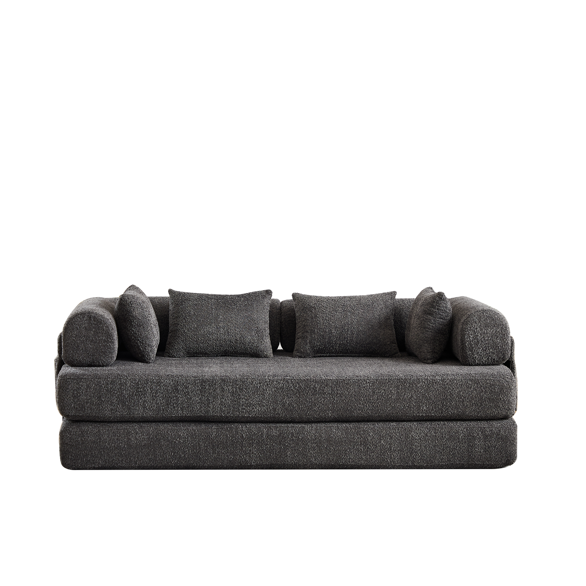 78.7-Inch Convertible Sleeper Sofa Bed with Cylindrical Pillow, Chenille Folding Mattress Couch with ,Folding Sofa Bed with Side Pocket, Floor Sofa Lounge Couch for Living Room Bedroom Lounge Studio